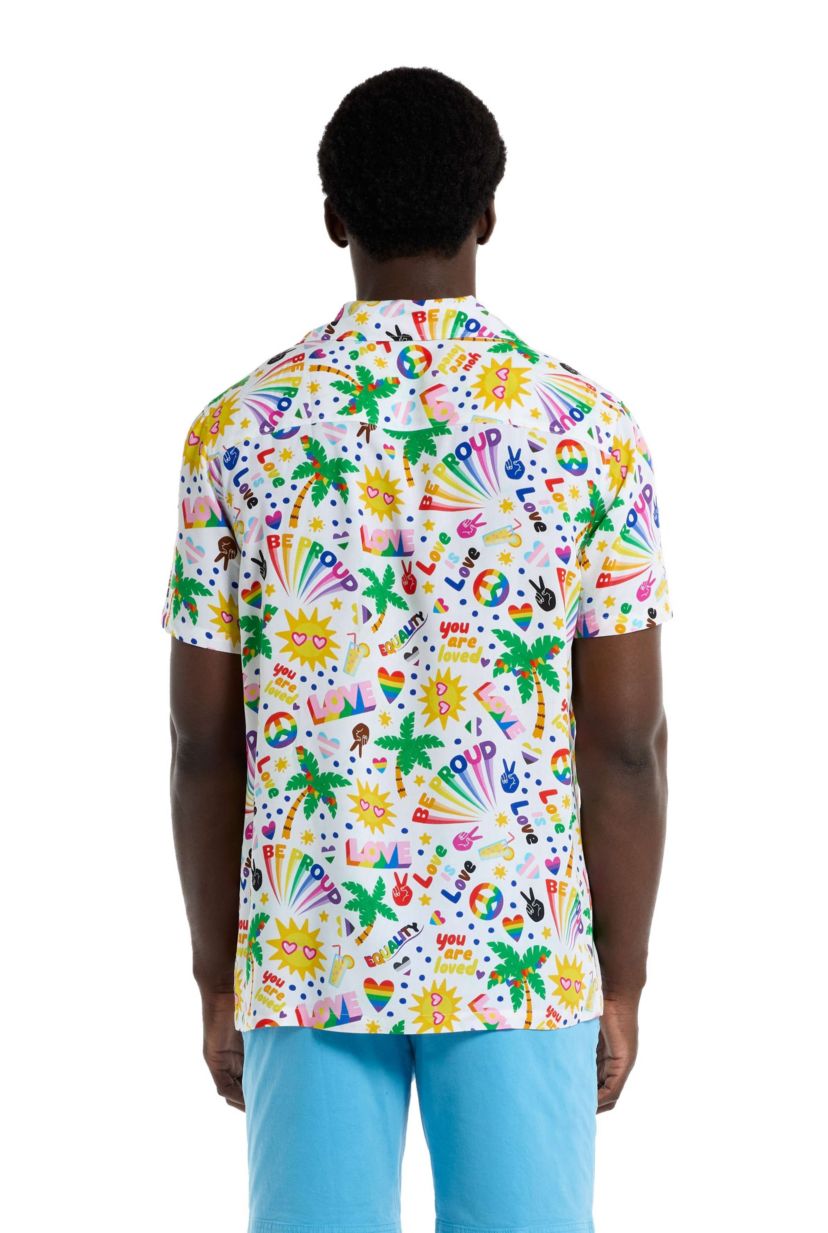 OppoSuits Mens Hawaiian Shirt - Short Sleeve Shirt - Tropic Rainbow Icons