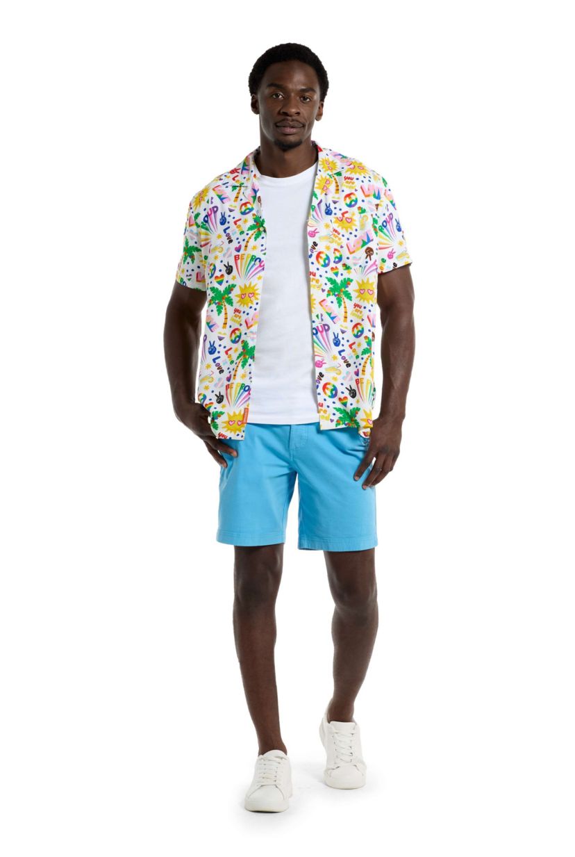 OppoSuits Mens Hawaiian Shirt - Short Sleeve Shirt - Tropic Rainbow Icons