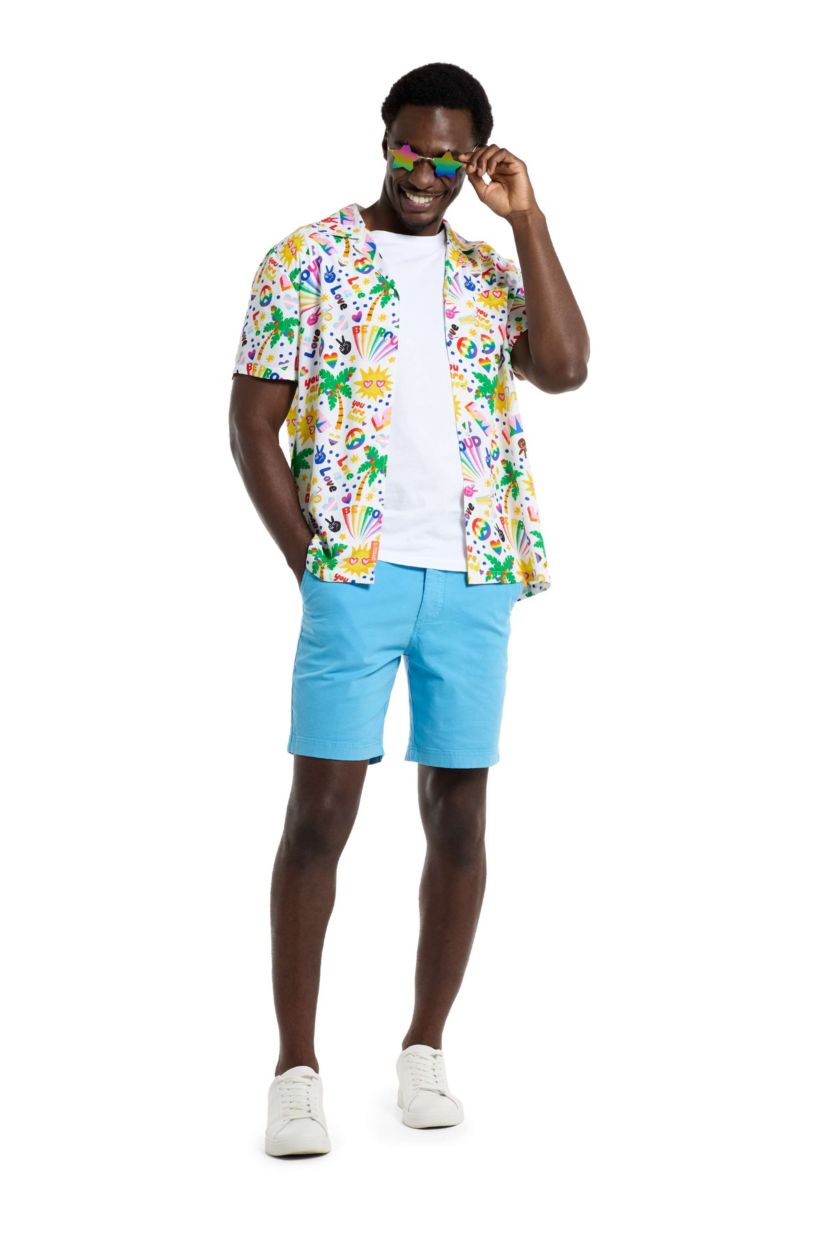 OppoSuits Mens Hawaiian Shirt - Short Sleeve Shirt - Tropic Rainbow Icons