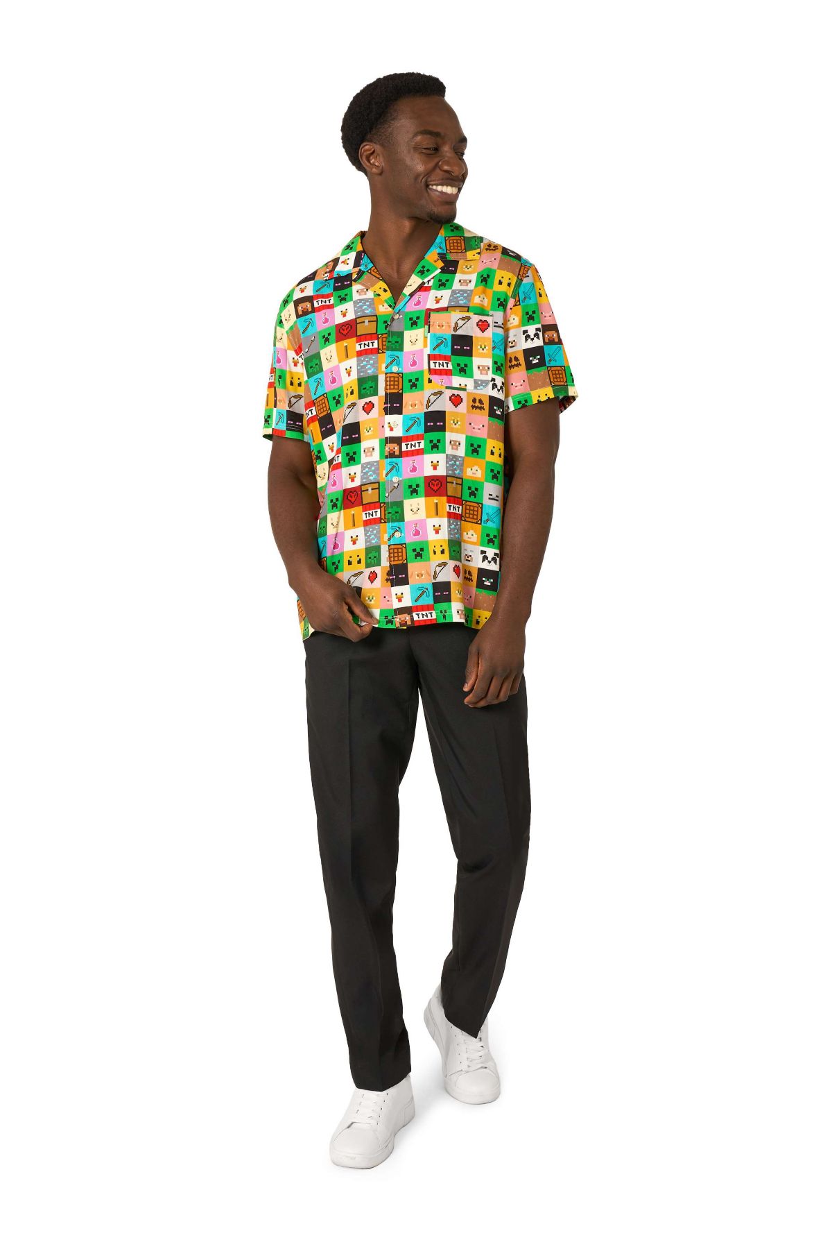 OppoSuits Mens Hawaiian Shirt - Short Sleeve Shirt - Minecraft