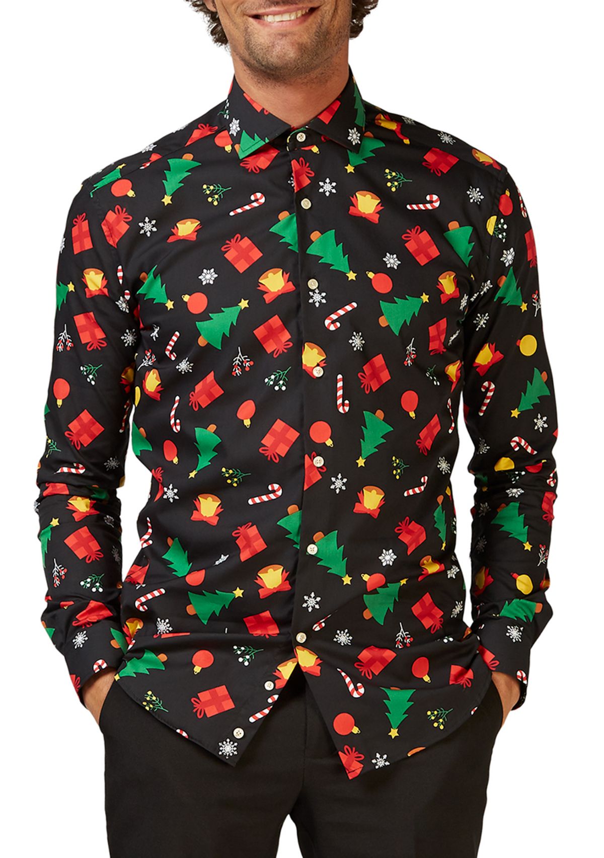 Christmas Icons Black Long Sleeve Shirt
