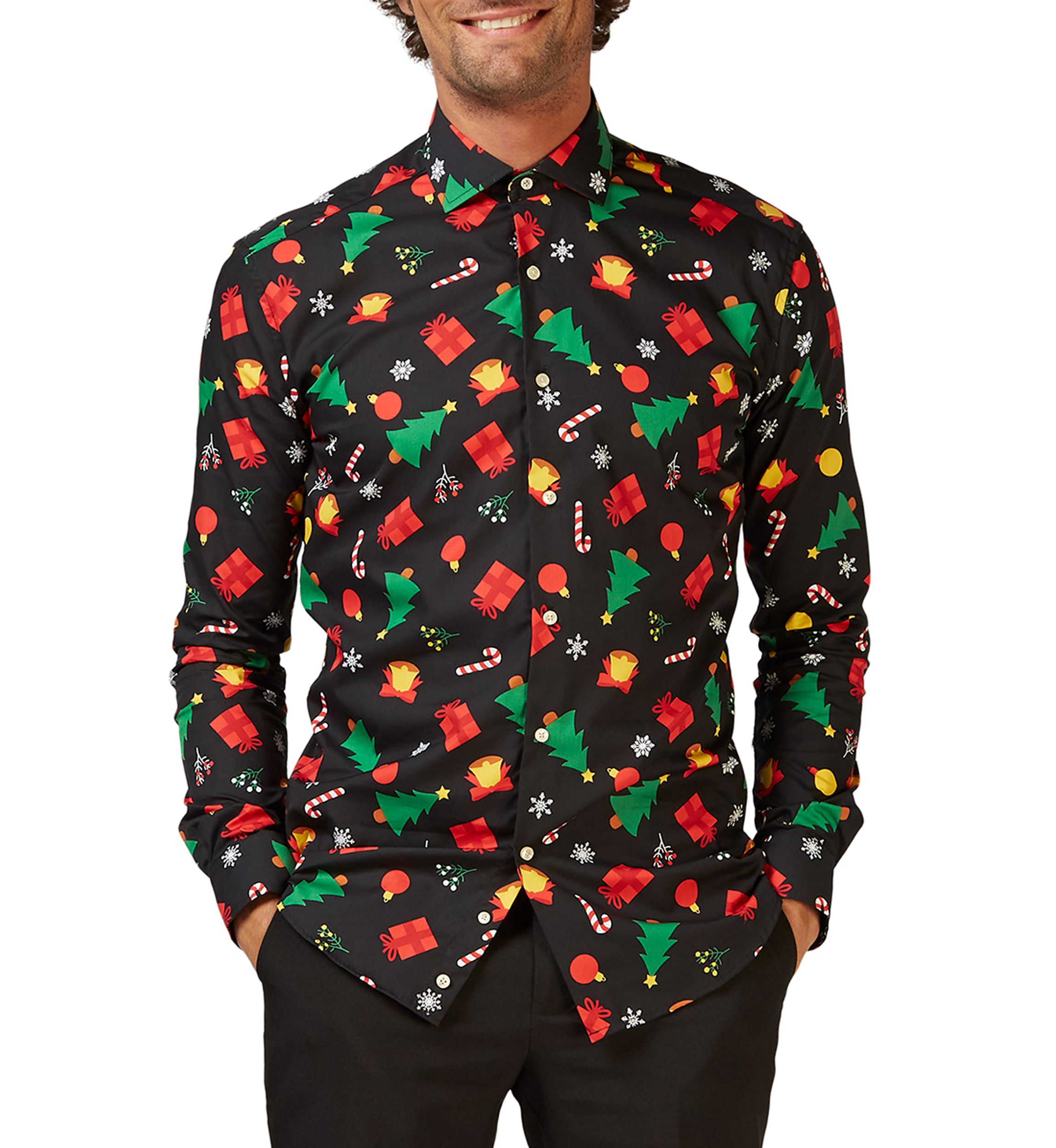 Christmas Icons Black Long Sleeve Shirt