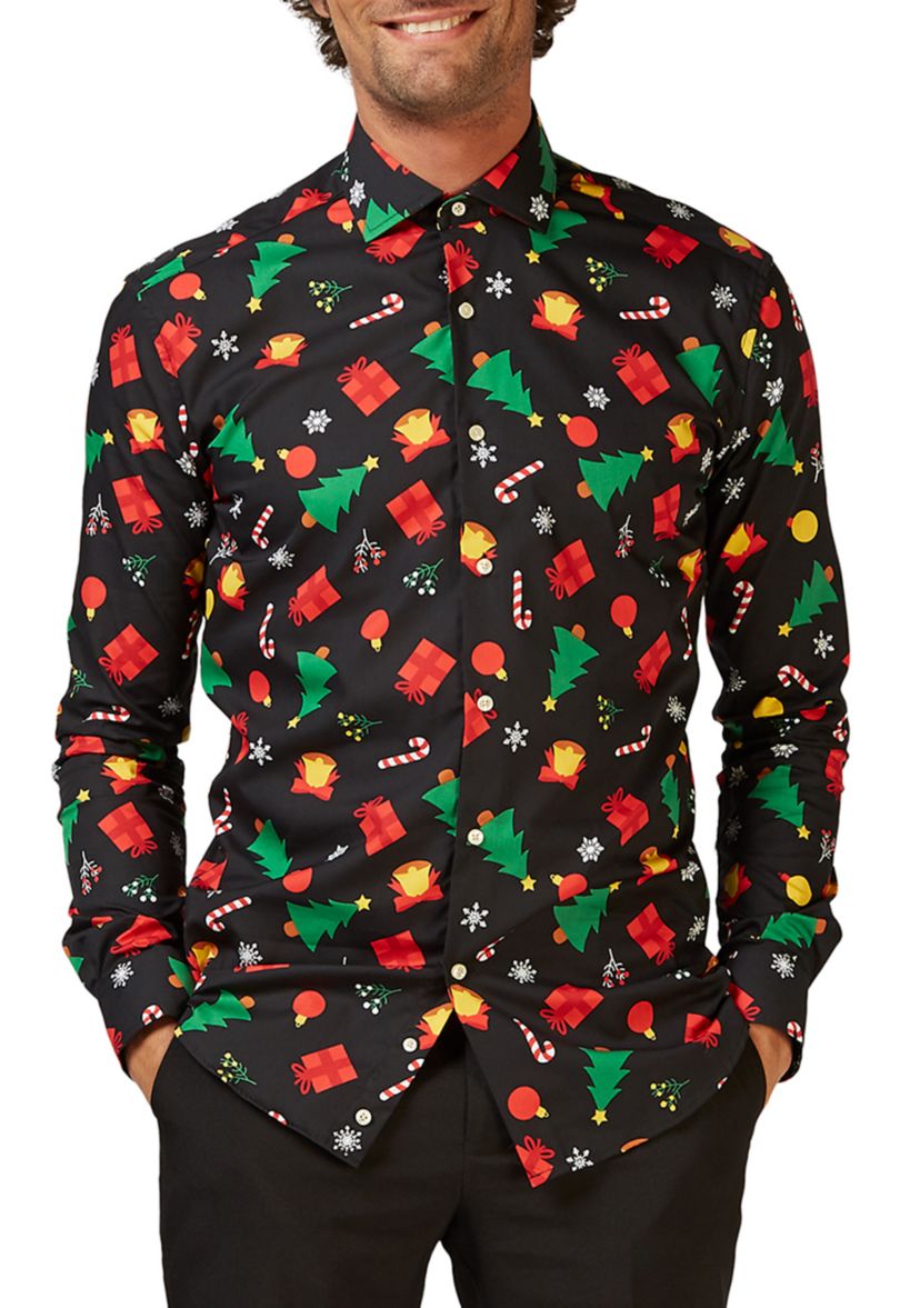 Christmas Icons Black Long Sleeve Shirt