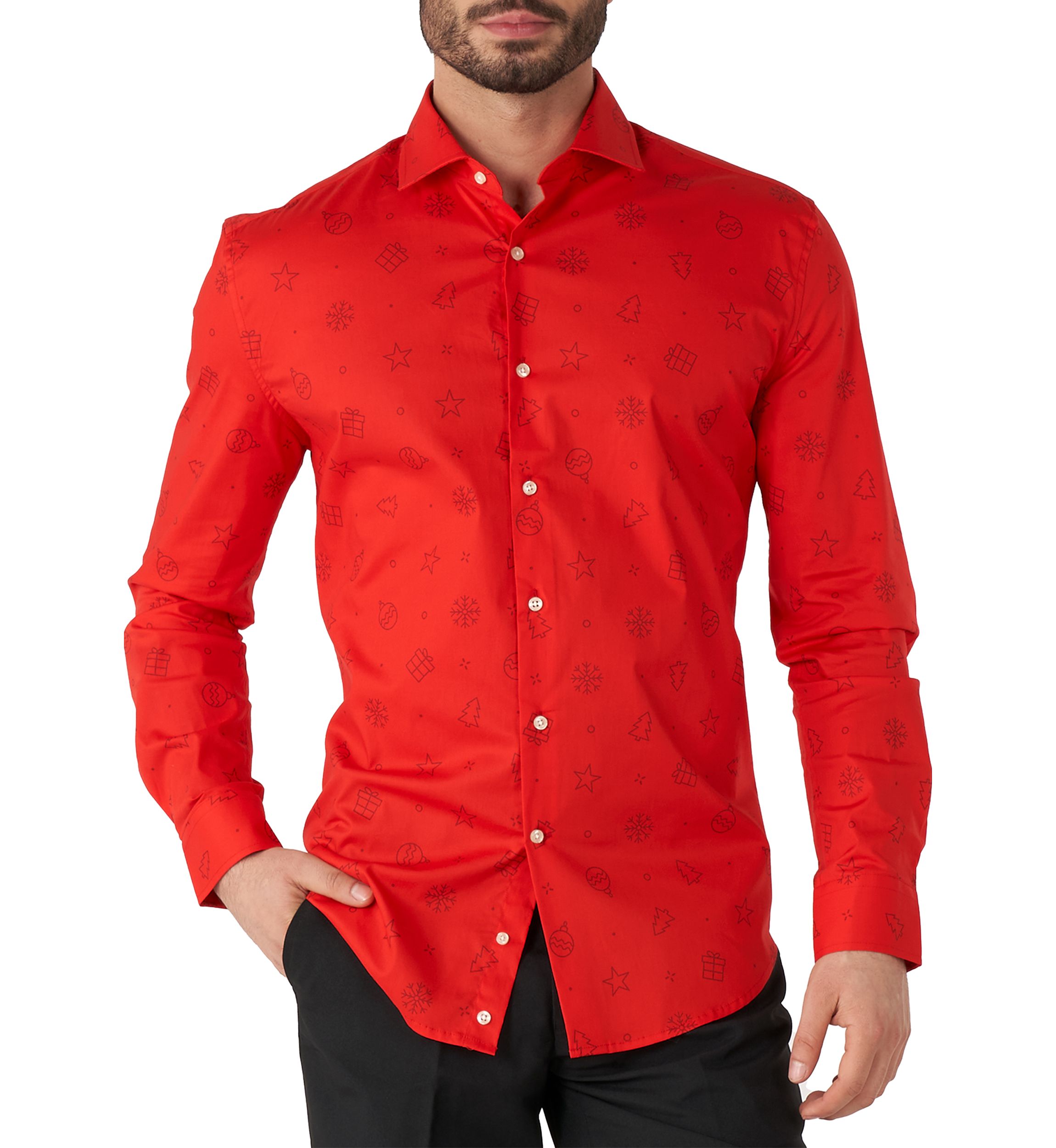 Christmas Icons Red Long Sleeve Shirt