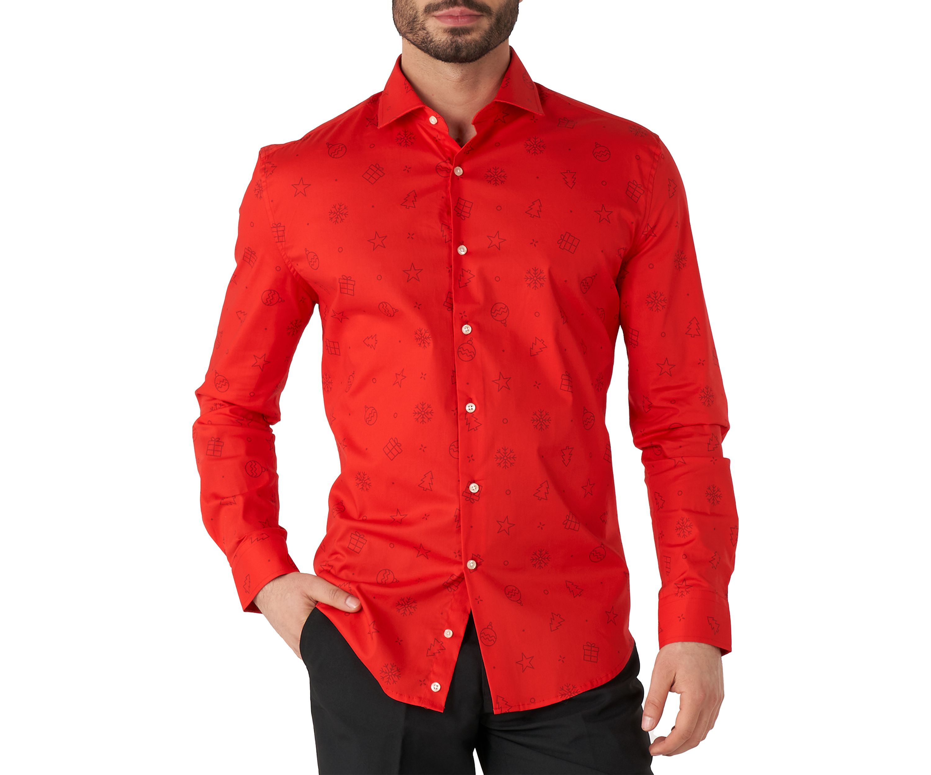 Christmas Icons Red Long Sleeve Shirt