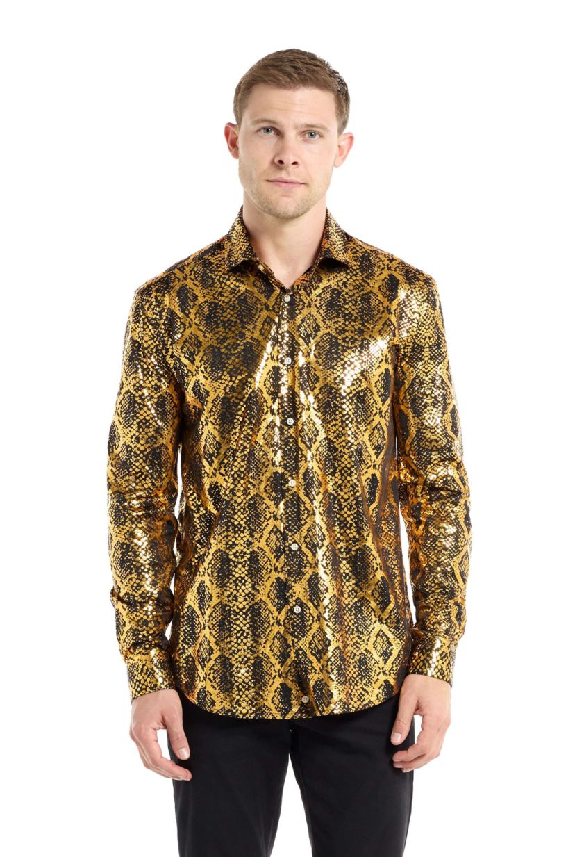 Shiny Snake Gold Long Sleeve Shirt