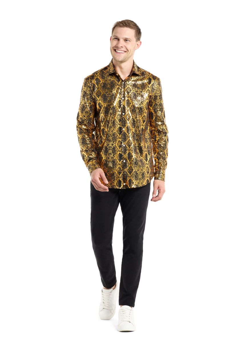 Shiny Snake Gold Long Sleeve Shirt