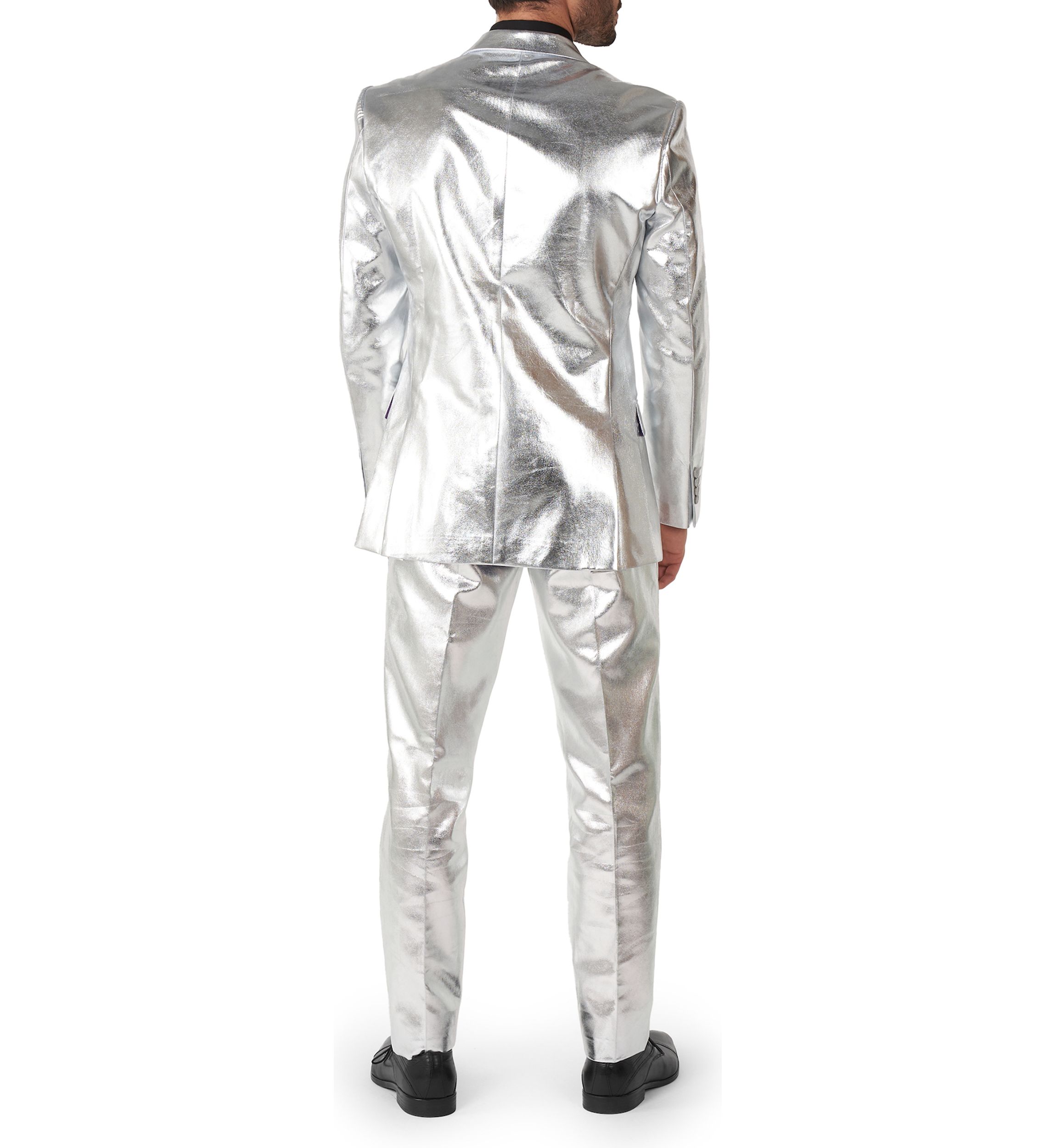 Shiny Silver  2 Piece Suit + Tie
