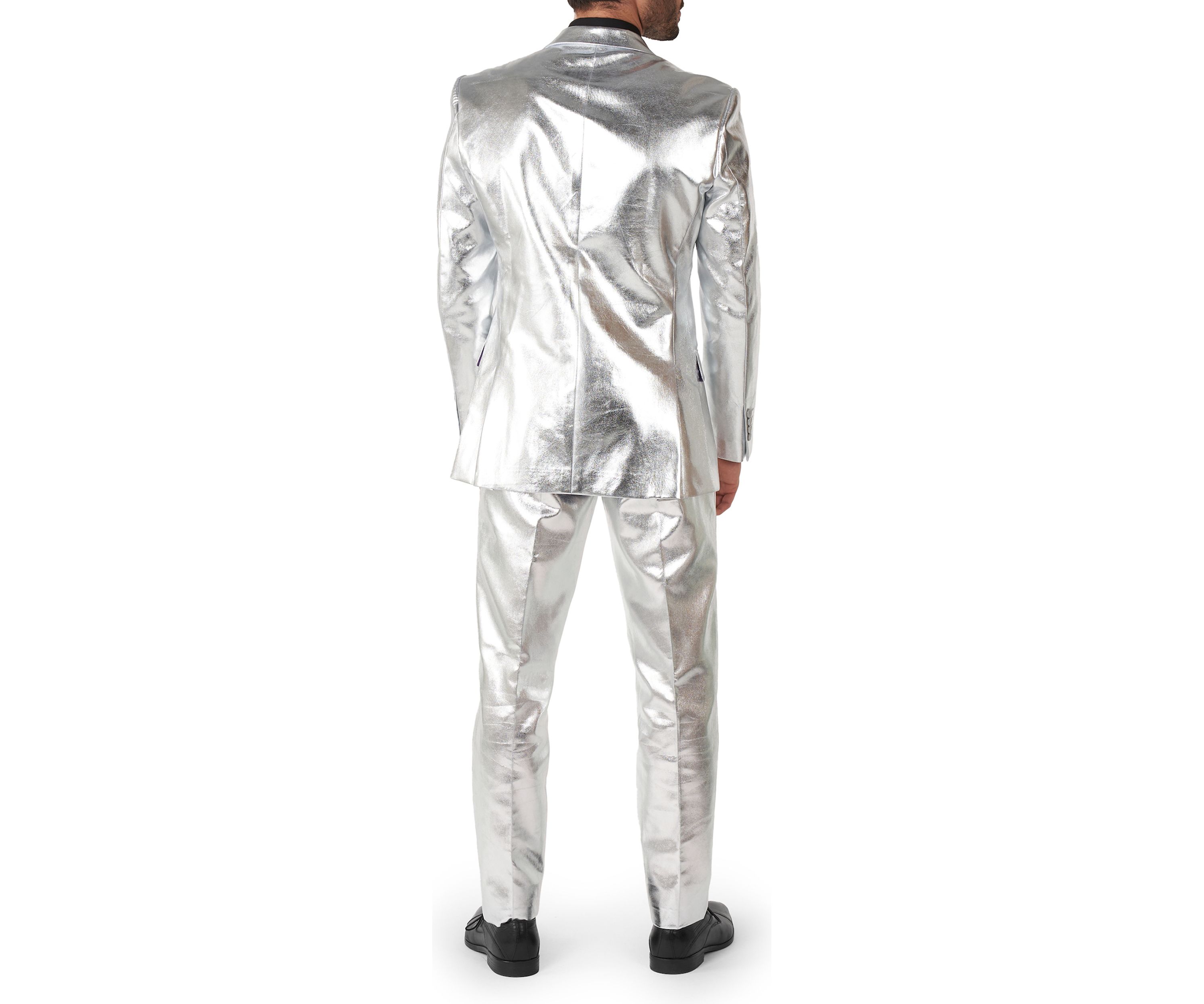Shiny Silver  2 Piece Suit + Tie