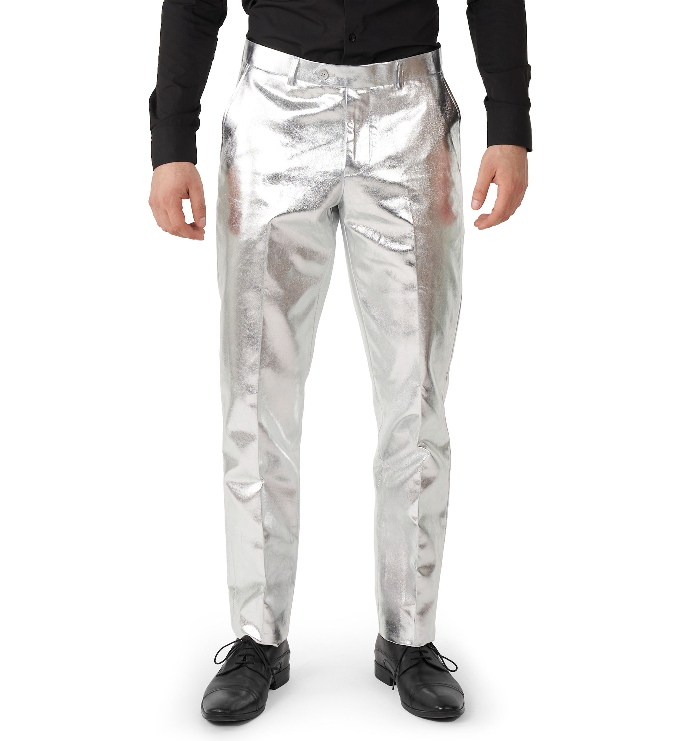 Shiny Silver  2 Piece Suit + Tie