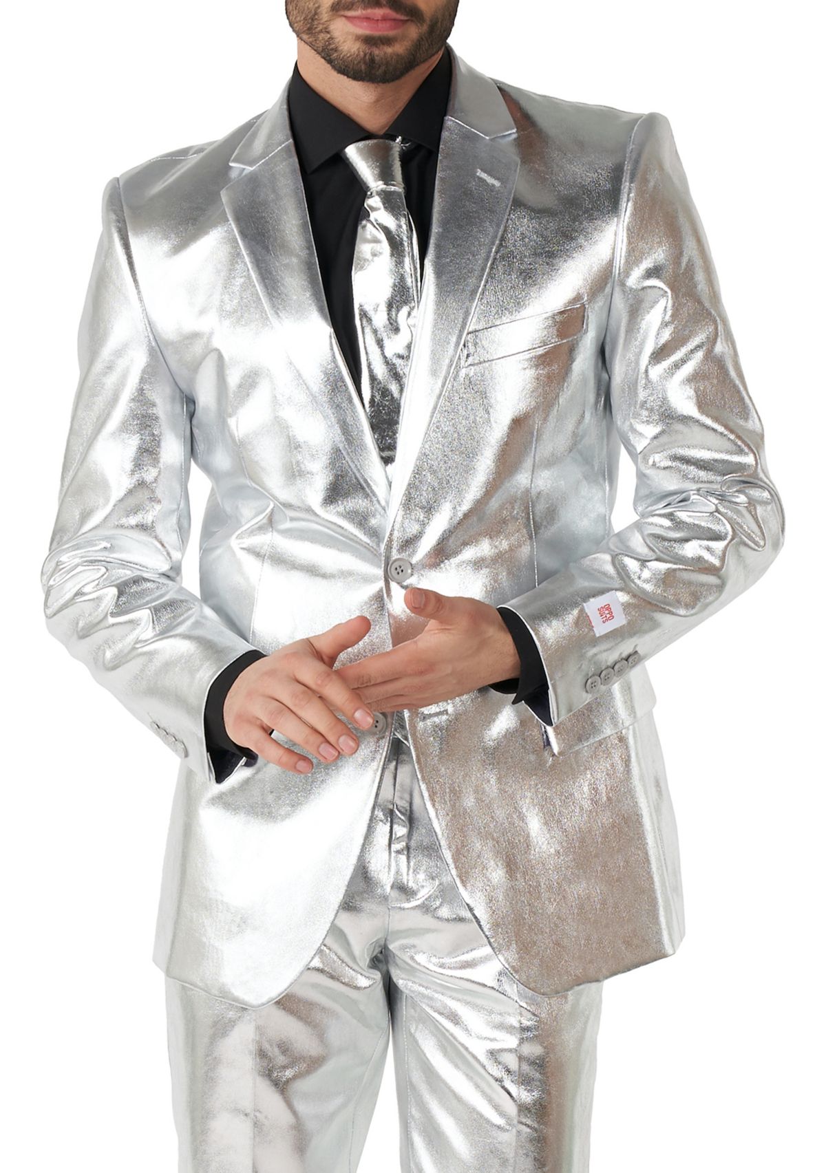 Shiny Silver  2 Piece Suit + Tie