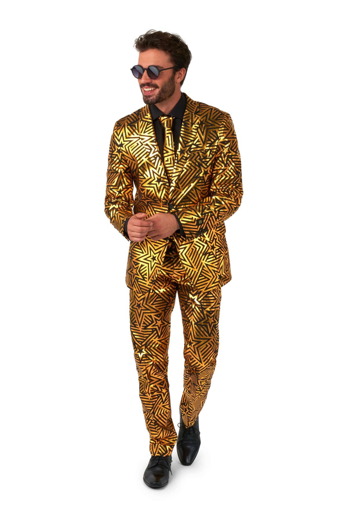 Golden Geo Star  2 Piece Suit + Tie