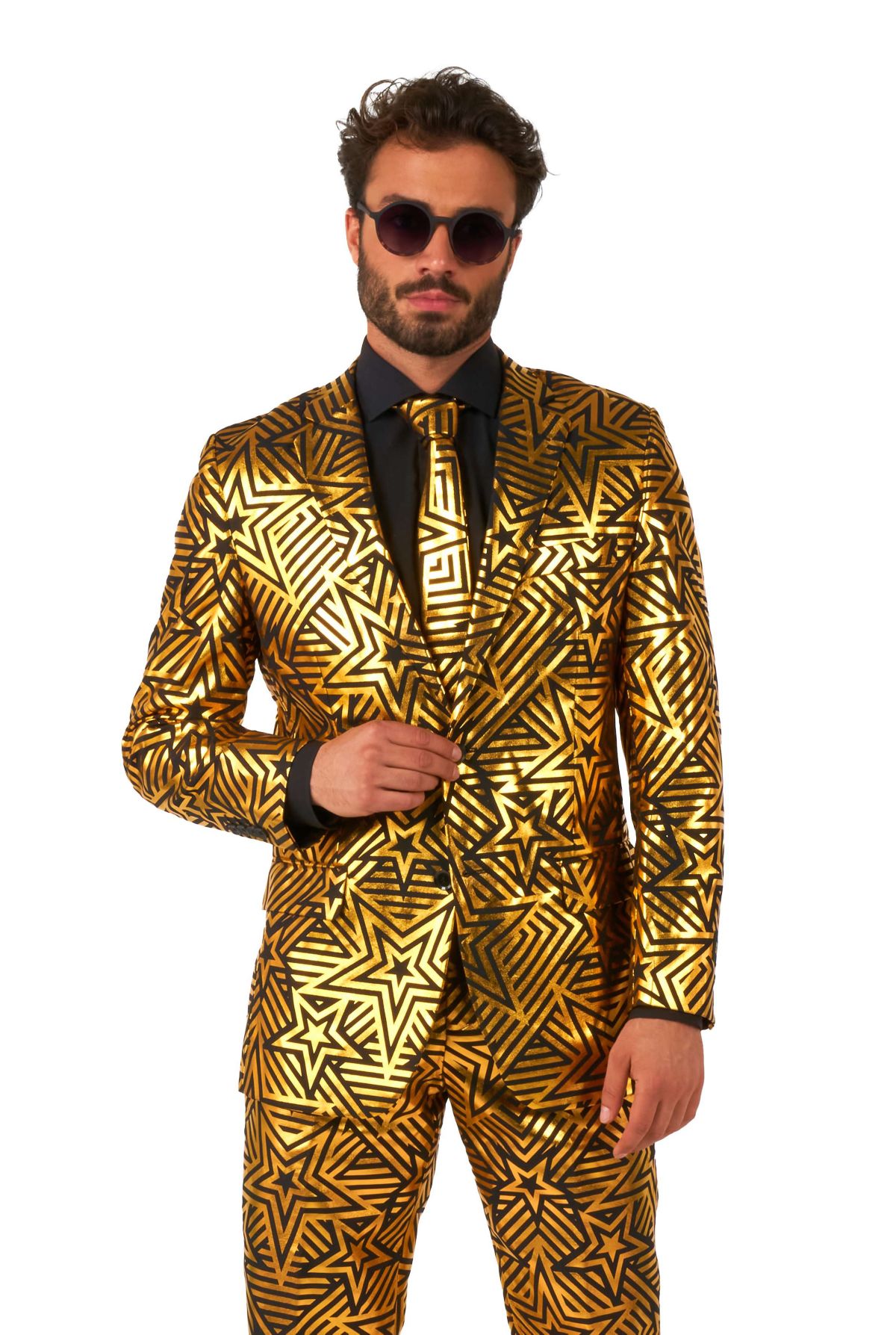 Golden Geo Star  2 Piece Suit + Tie