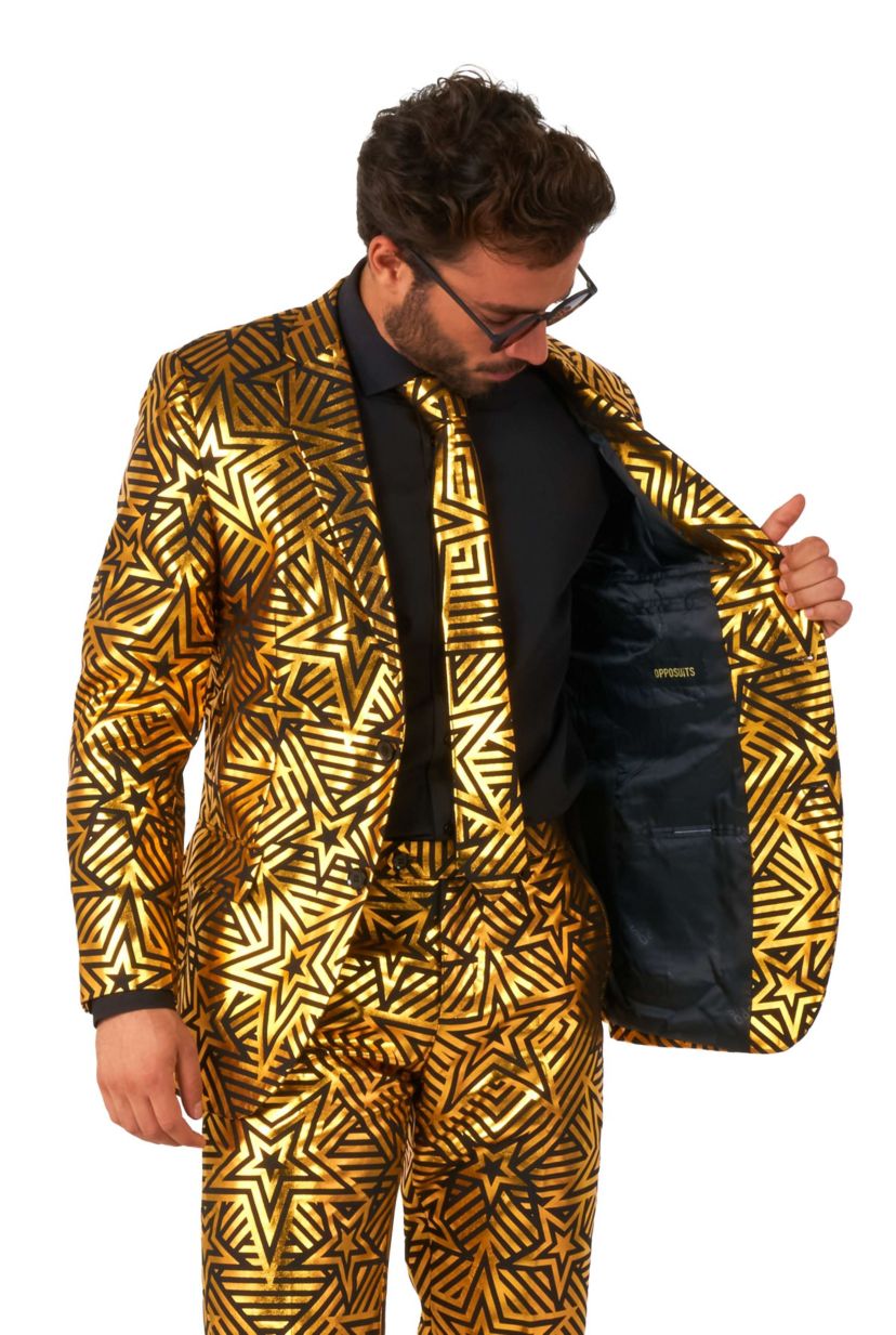 Golden Geo Star  2 Piece Suit + Tie