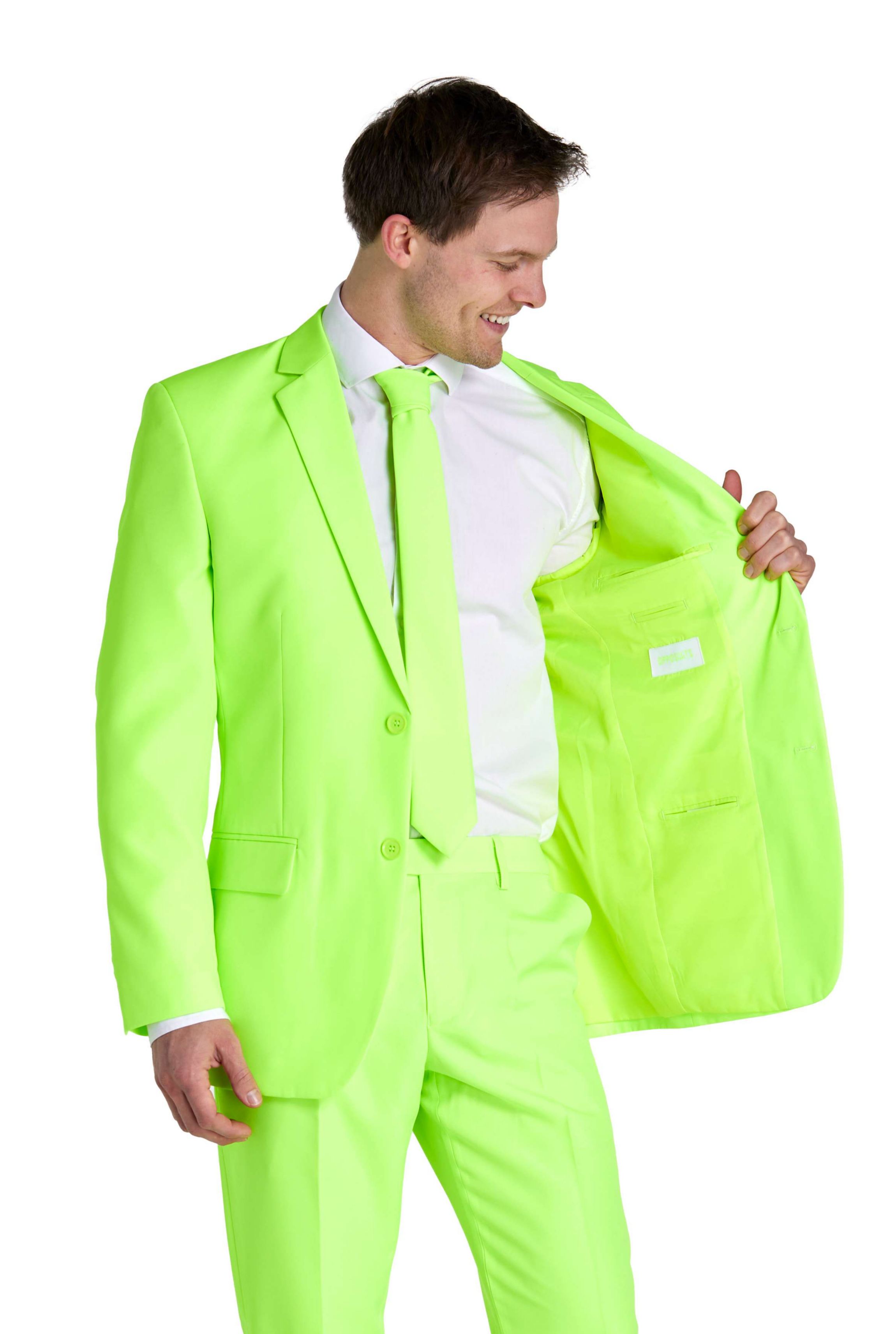 Neon Lucky Lime  2 Piece Suit + Tie