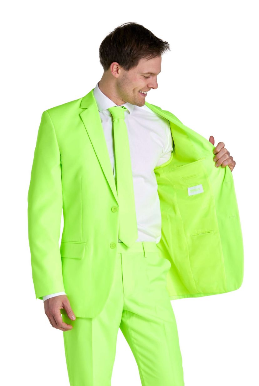 Neon Lucky Lime  2 Piece Suit + Tie