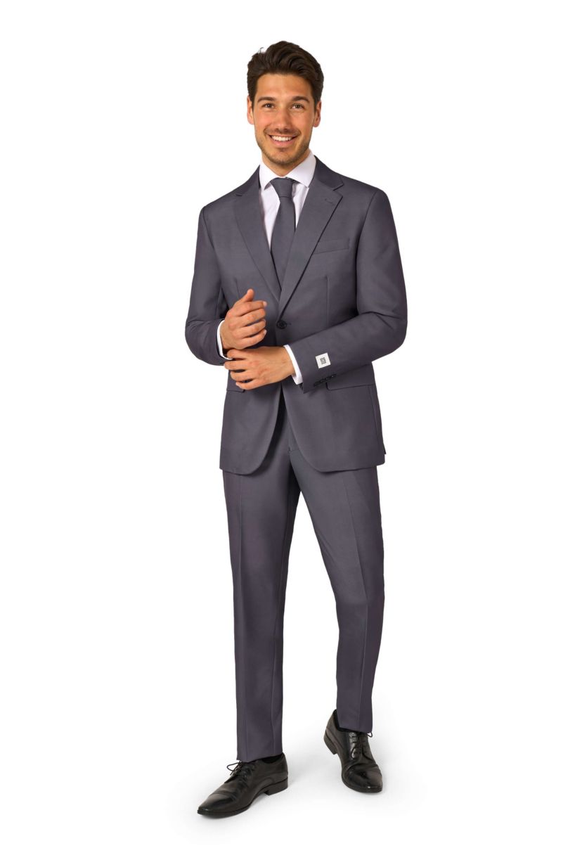 OppoSuits Mens Solid Color Suit - Charcool