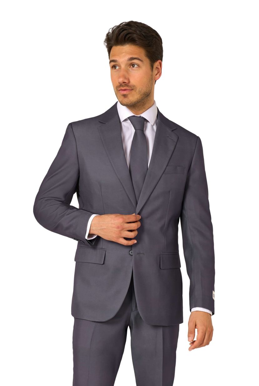 OppoSuits Mens Solid Color Suit - Charcool