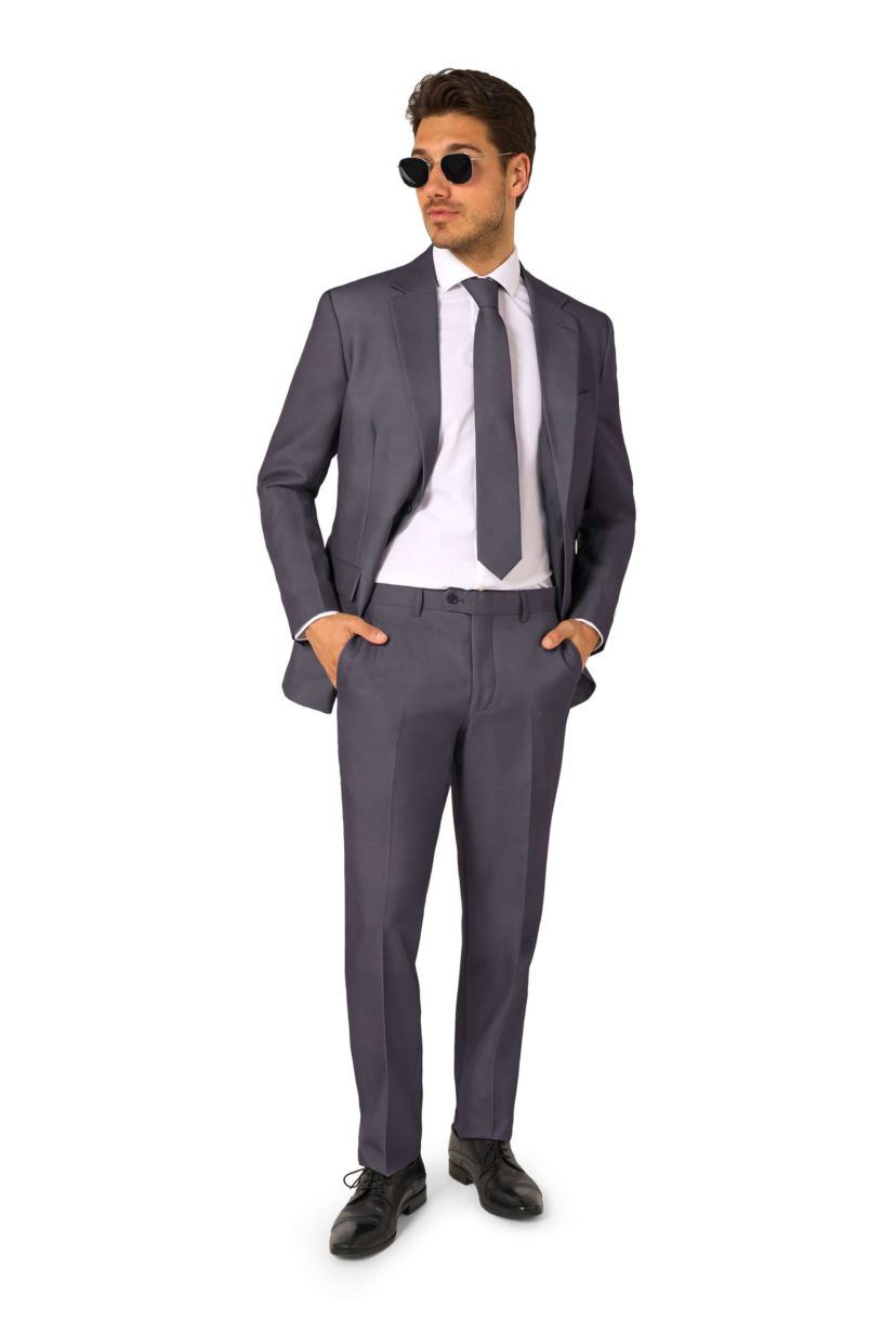 OppoSuits Mens Solid Color Suit - Charcool
