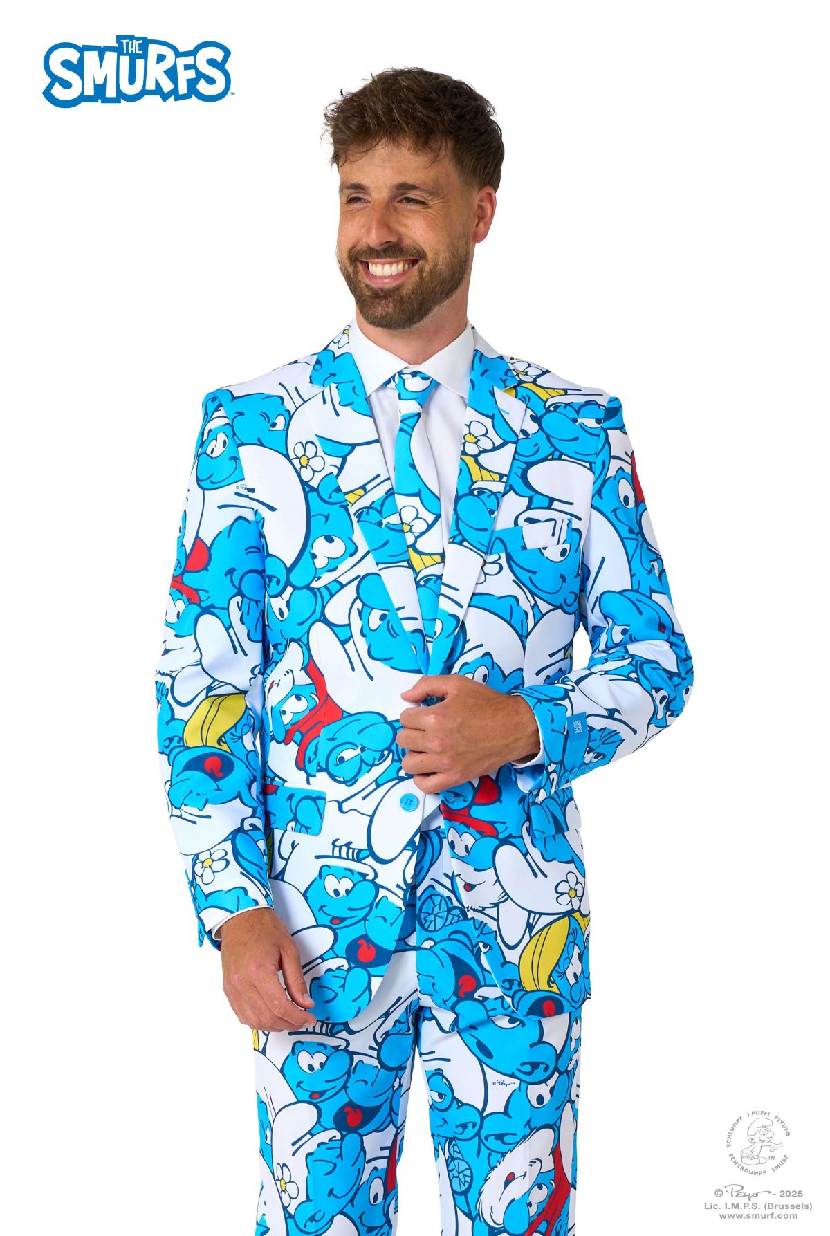 OppoSuits Mens Suit The Smurfs - Theme Party Suit - Smurfs - Blue