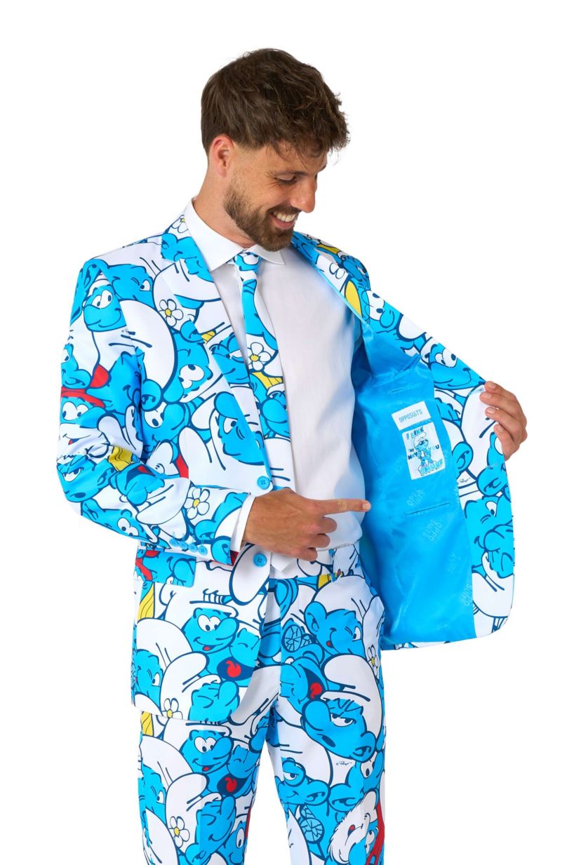 OppoSuits Mens Suit The Smurfs - Theme Party Suit - Smurfs - Blue
