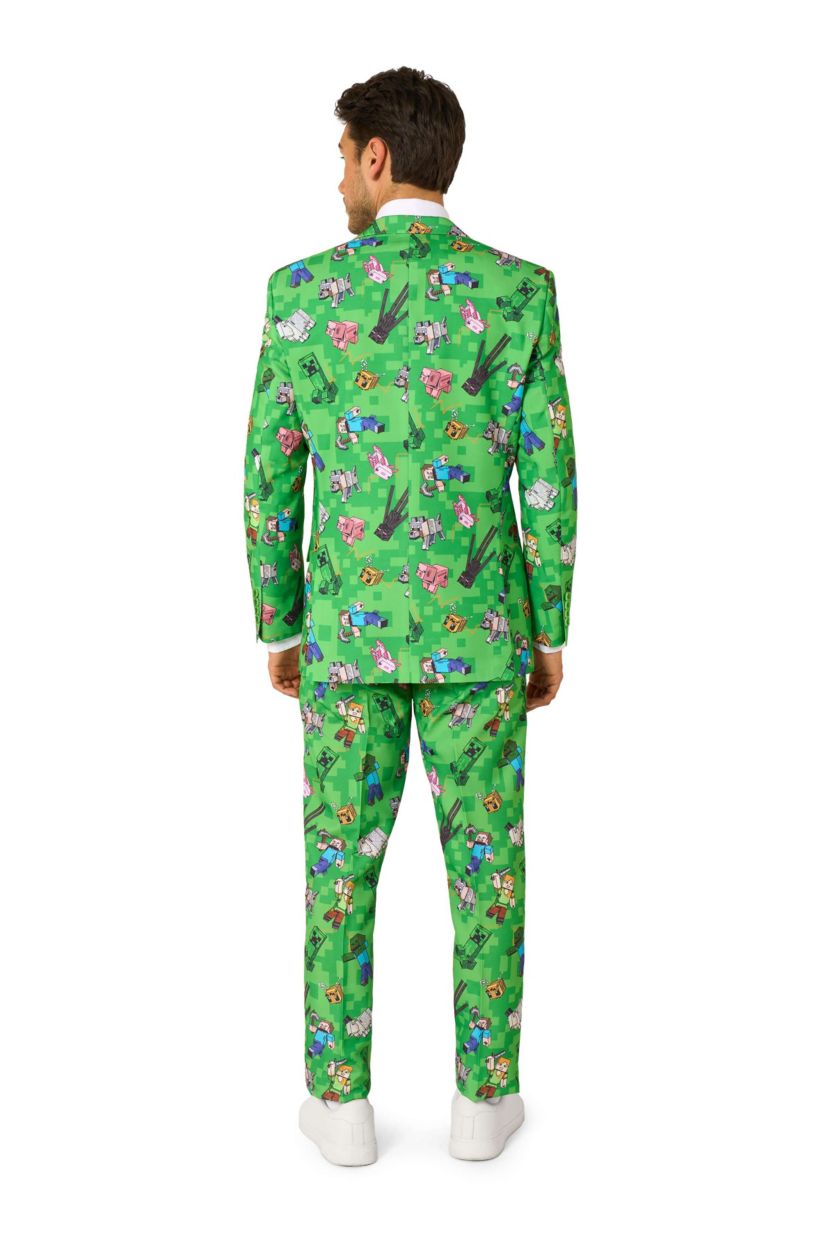 OppoSuits Mens Suit Minecraft - Theme Party Suit - Minecraft - Green