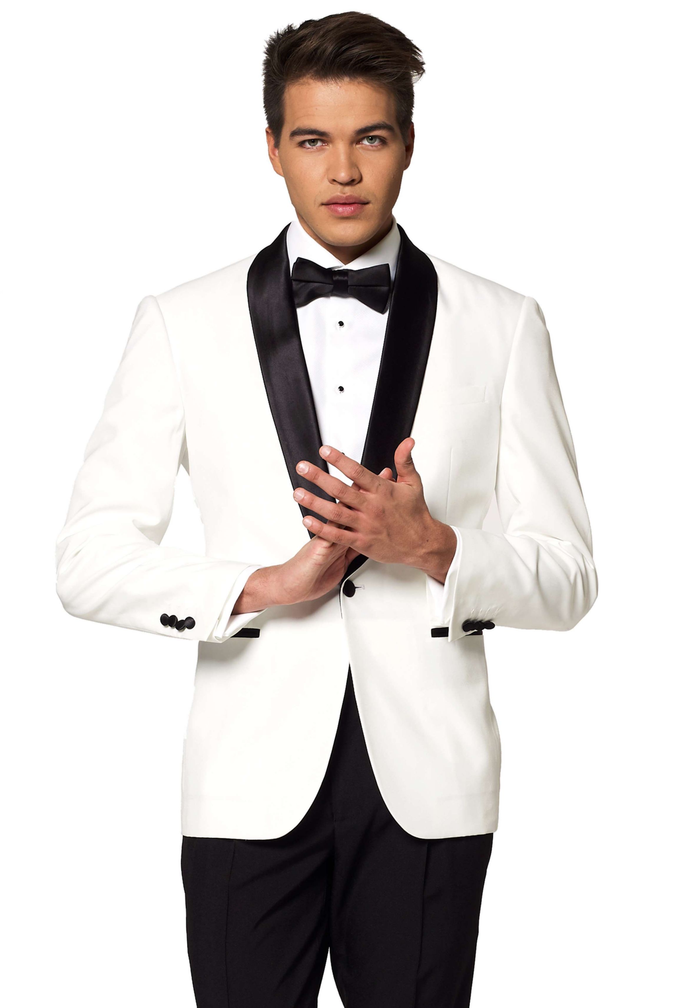 Pearly White Tuxedo 2 Piece Tuxedo + Bow Tie