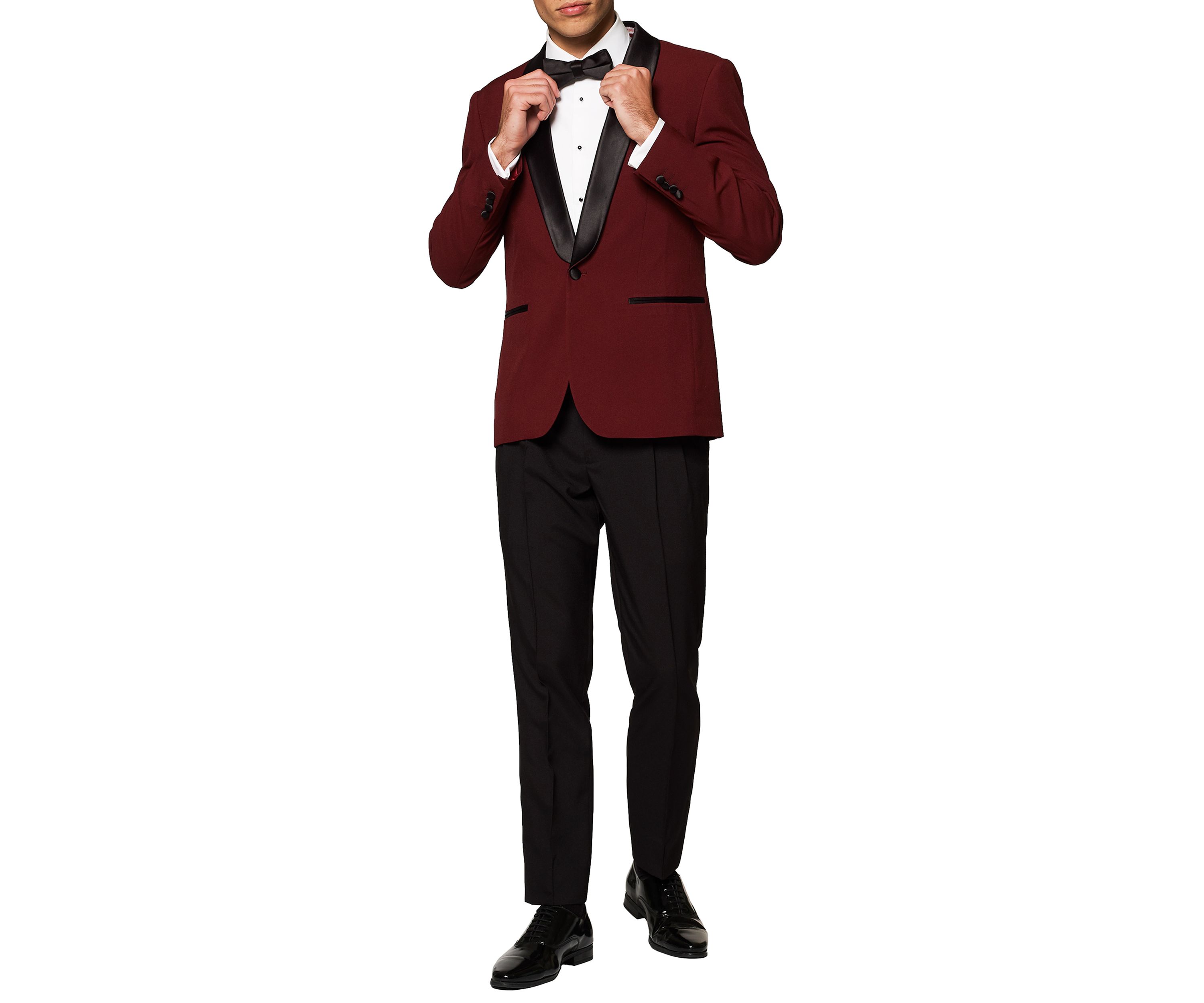 Hot Burgundy Tuxedo 2 Piece Tuxedo + Bow Tie