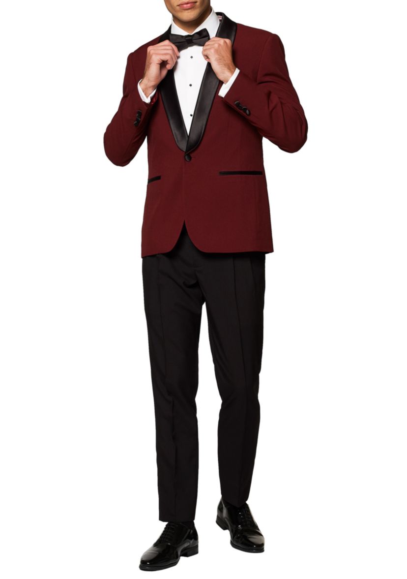 Hot Burgundy Tuxedo 2 Piece Tuxedo + Bow Tie