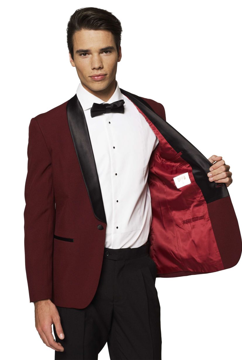 Hot Burgundy Tuxedo 2 Piece Tuxedo + Bow Tie