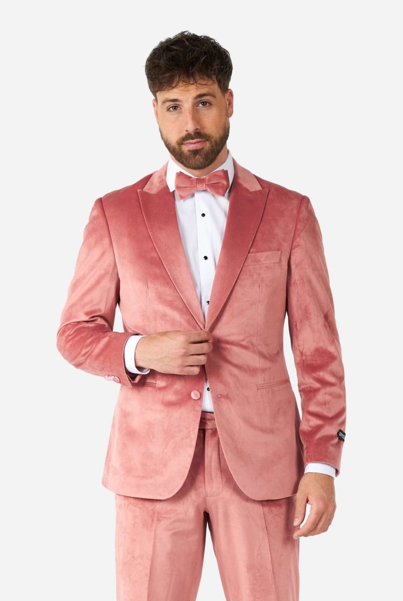 Vintage Pink Velvet Tuxedo 2 Piece Tuxedo + Bow Tie