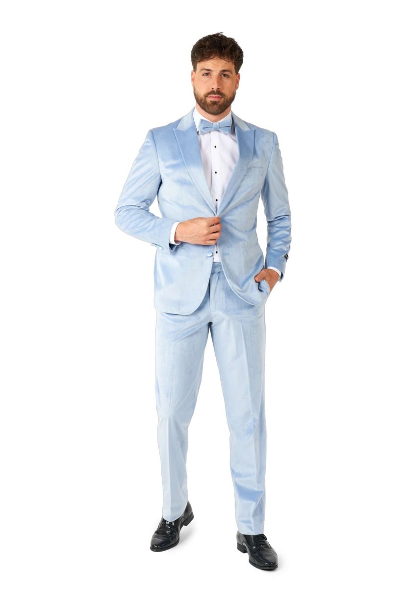 Vintage Blue Velvet Tuxedo 2 Piece Tuxedo + Bow Tie