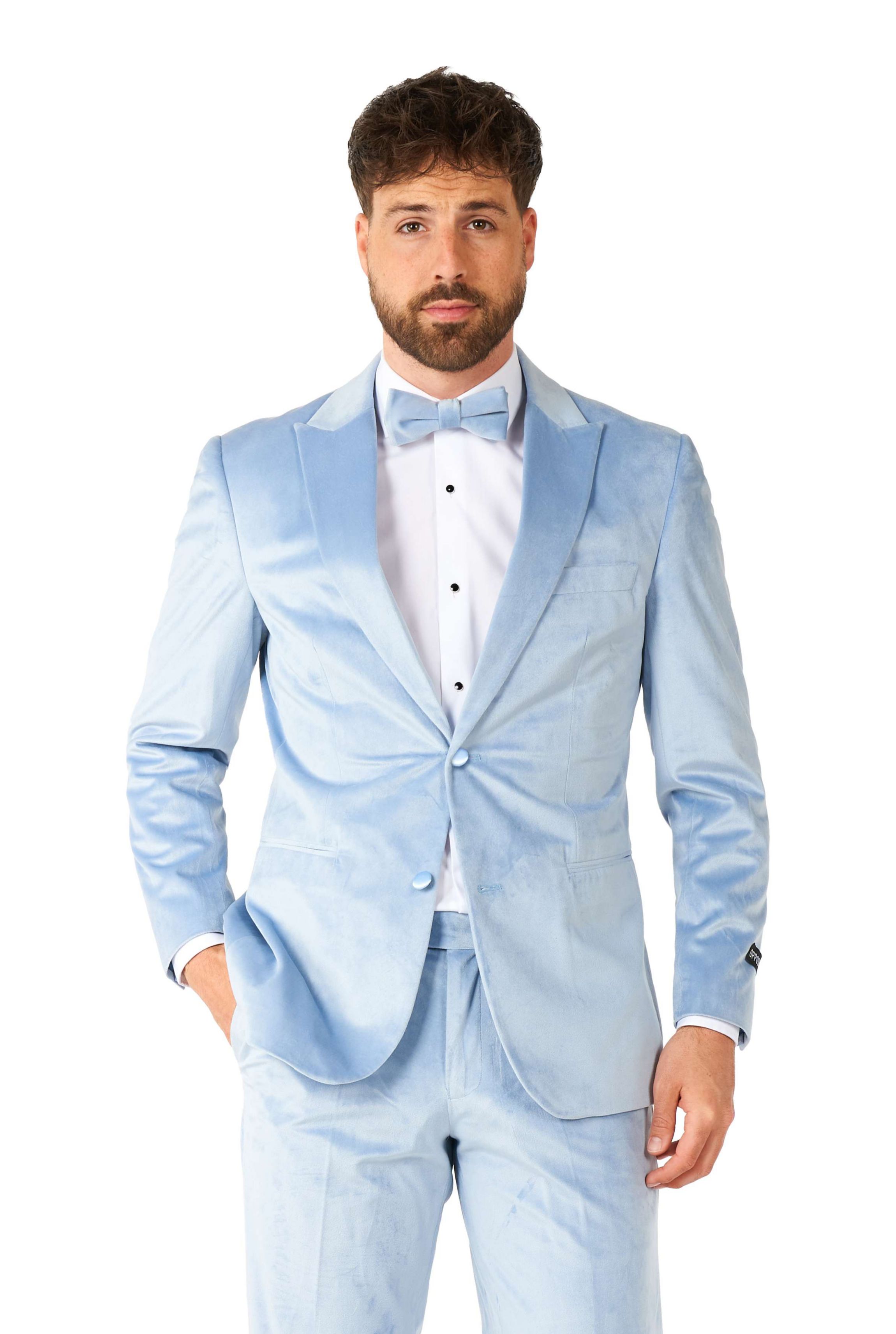 Vintage Blue Velvet Tuxedo 2 Piece Tuxedo + Bow Tie
