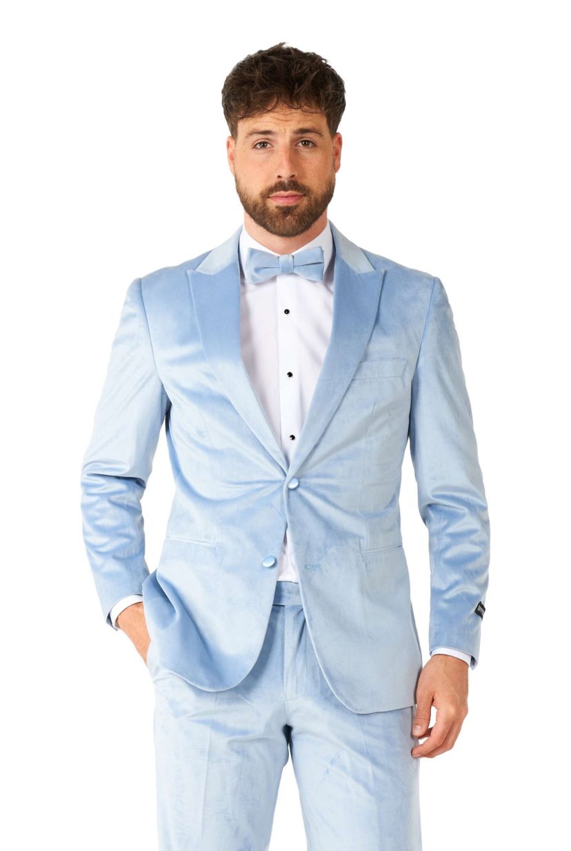 Vintage Blue Velvet Tuxedo 2 Piece Tuxedo + Bow Tie