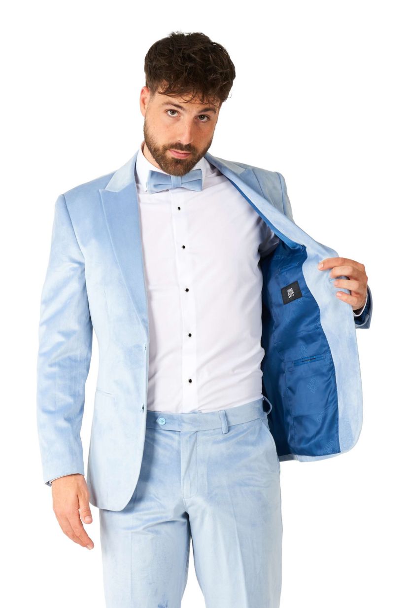 Vintage Blue Velvet Tuxedo 2 Piece Tuxedo + Bow Tie