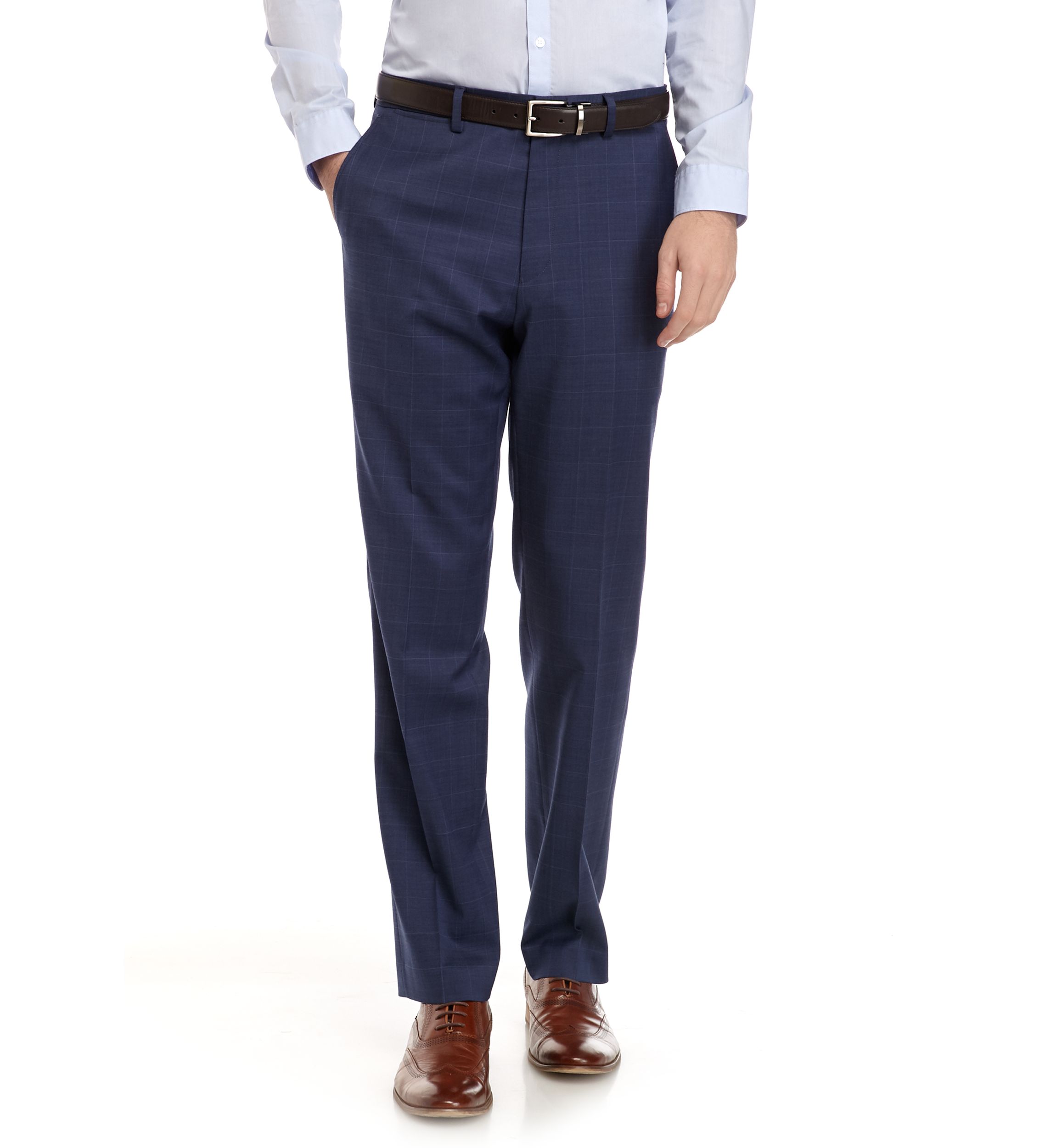 Navy Windowpane Stretch Suit Separate Pants