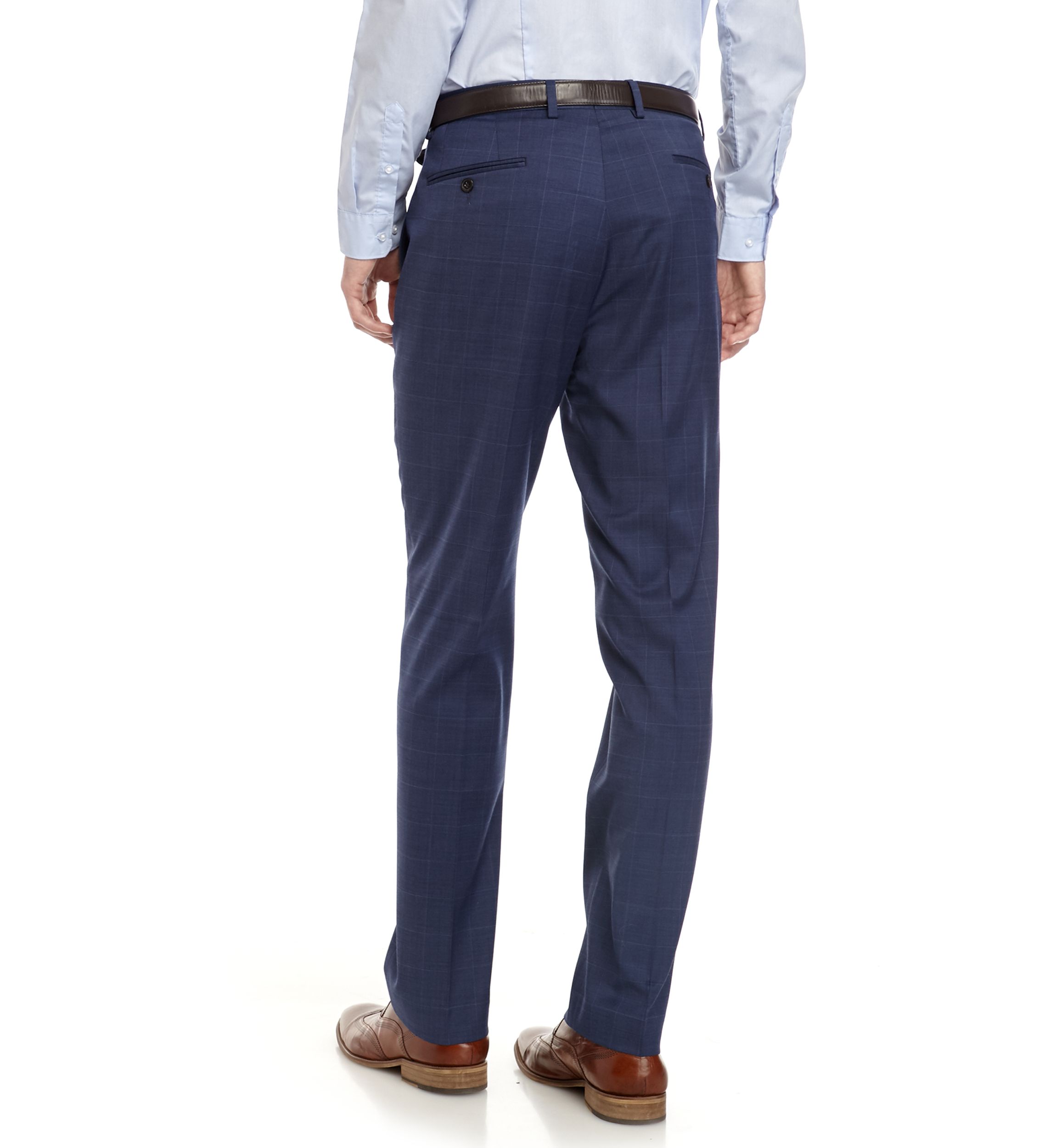 Navy Windowpane Stretch Suit Separate Pants