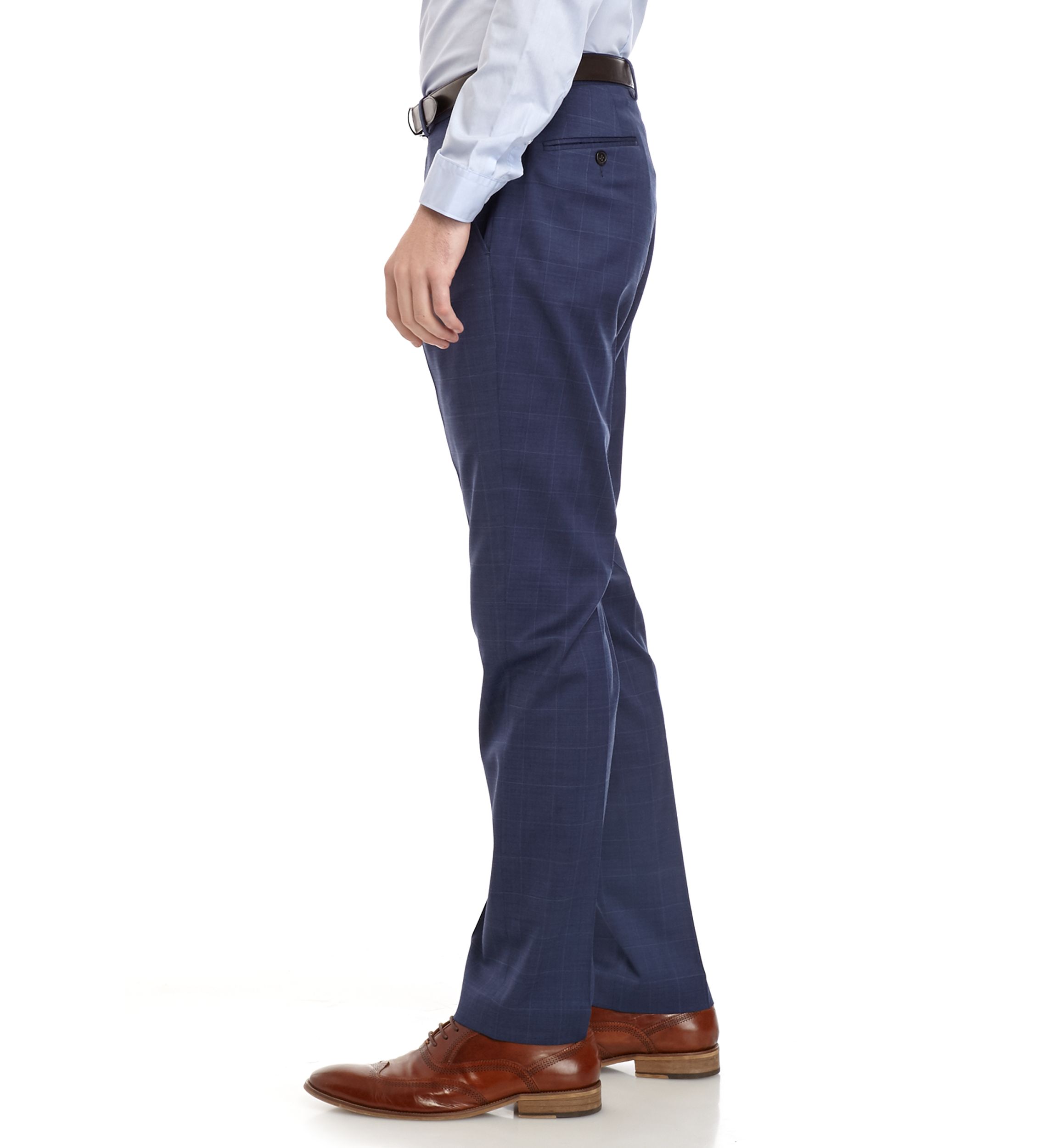Navy Windowpane Stretch Suit Separate Pants