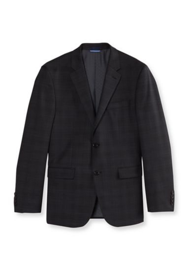 Gray Plaid Stretch Suit Separate Coat 