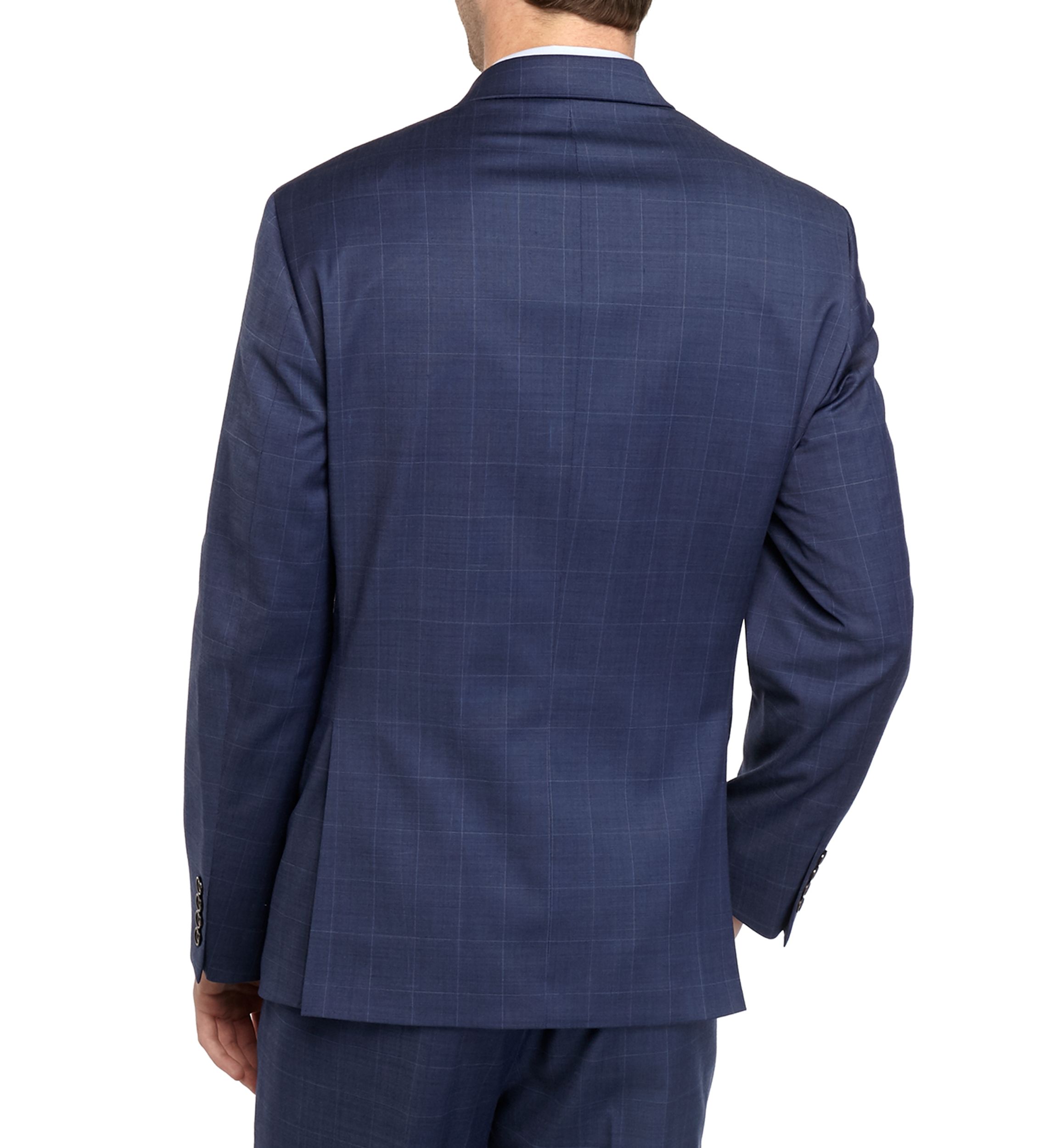 Navy Windowpane Stretch Suit Separate Coat