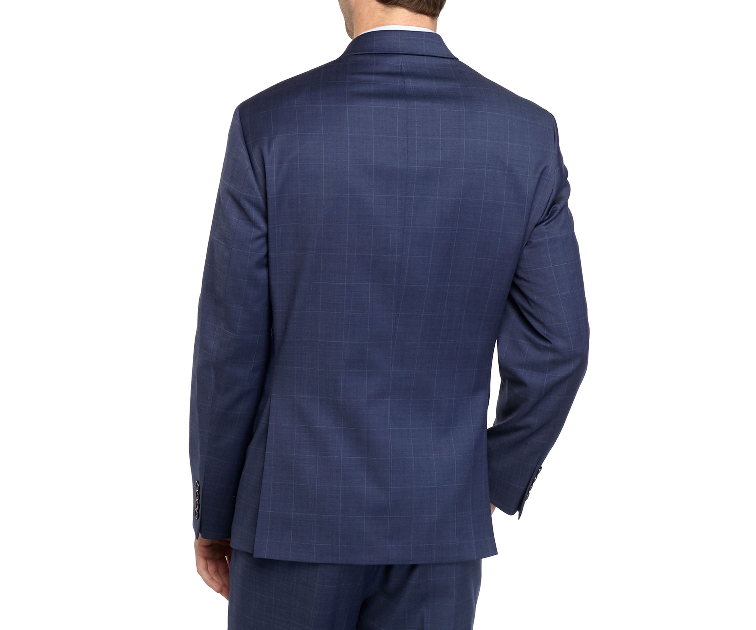 Navy Windowpane Stretch Suit Separate Coat