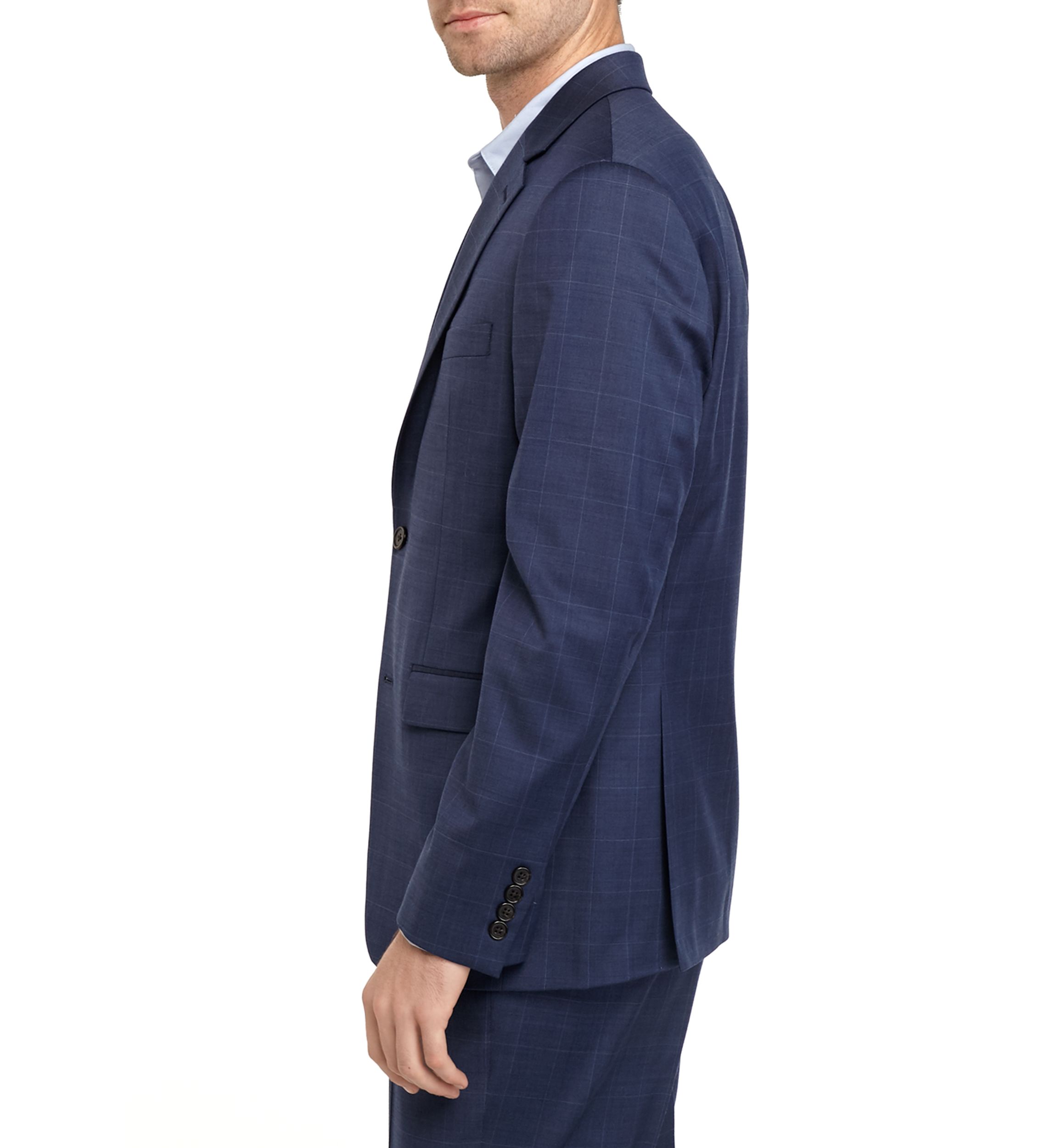 Navy Windowpane Stretch Suit Separate Coat