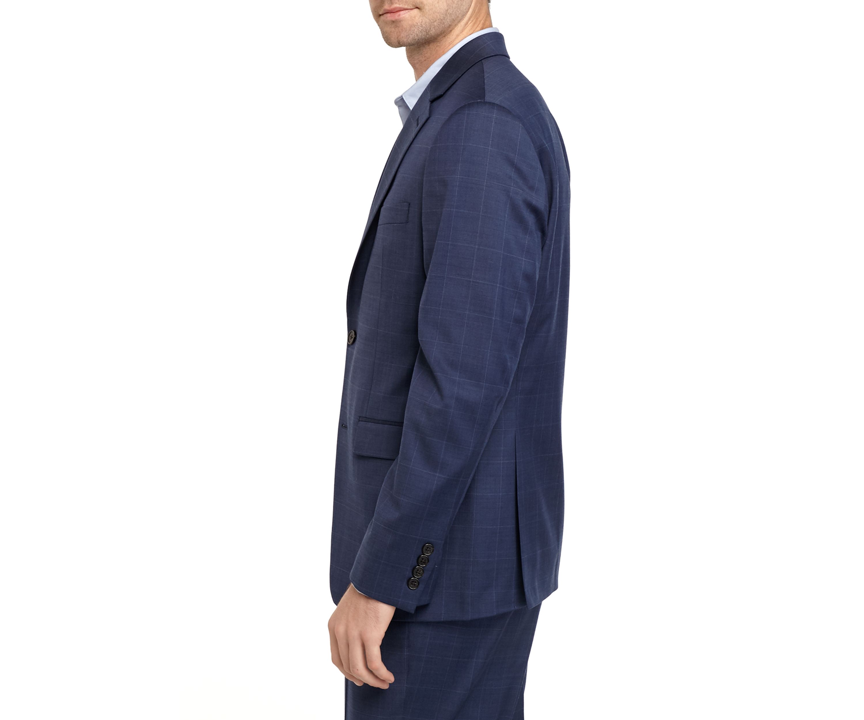 Navy Windowpane Stretch Suit Separate Coat