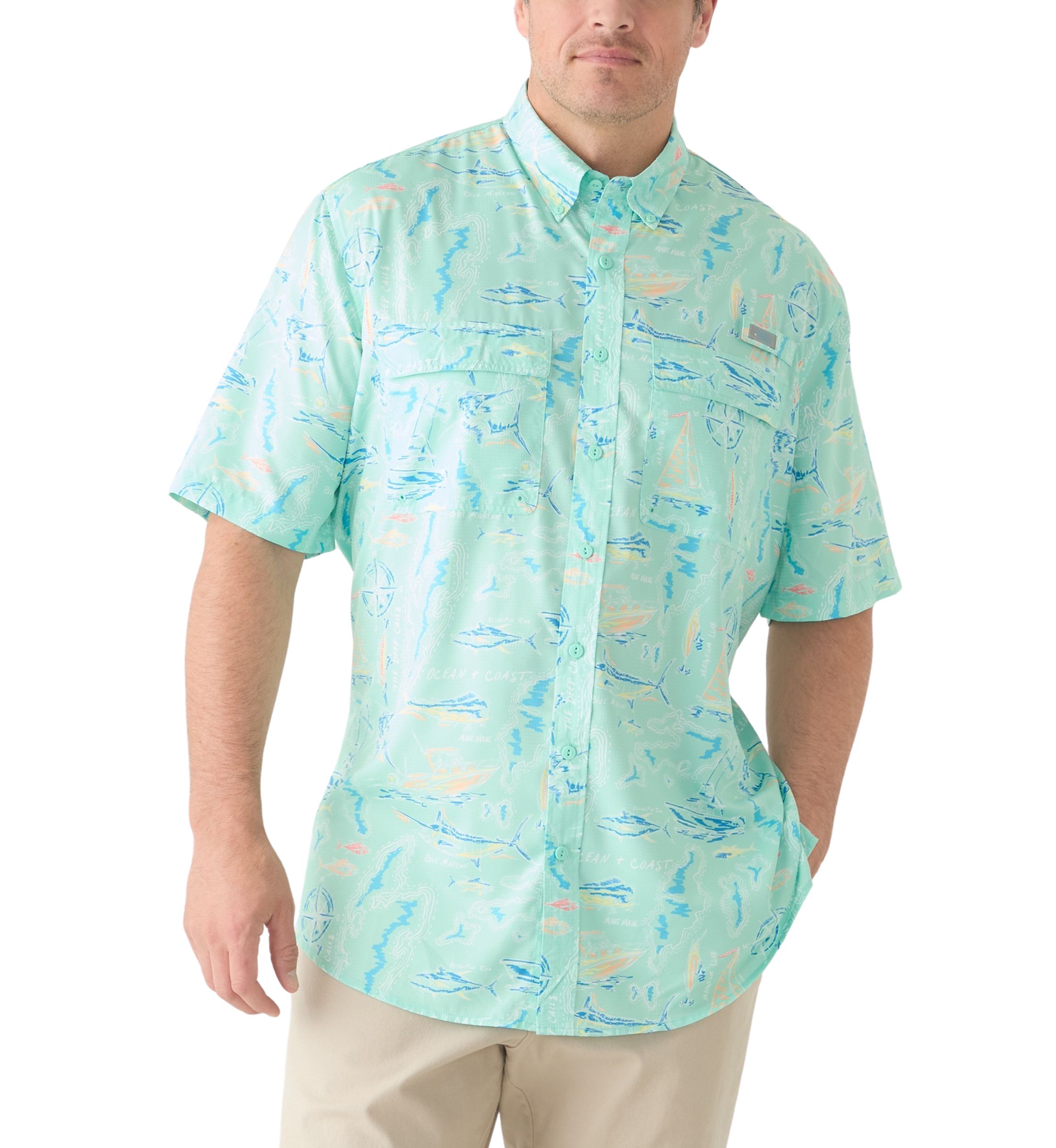 Big & Tall Short Sleeve Printed Fishing Shirt