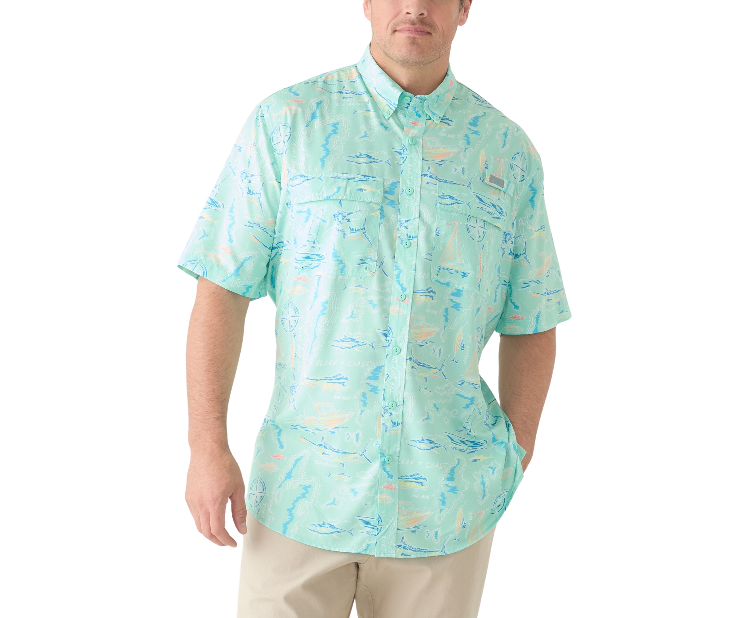 Big & Tall Short Sleeve Printed Fishing Shirt