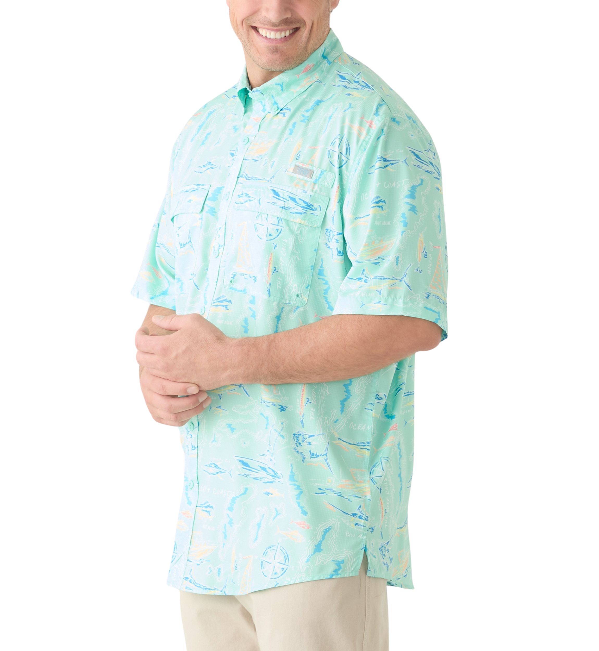 Big & Tall Short Sleeve Printed Fishing Shirt
