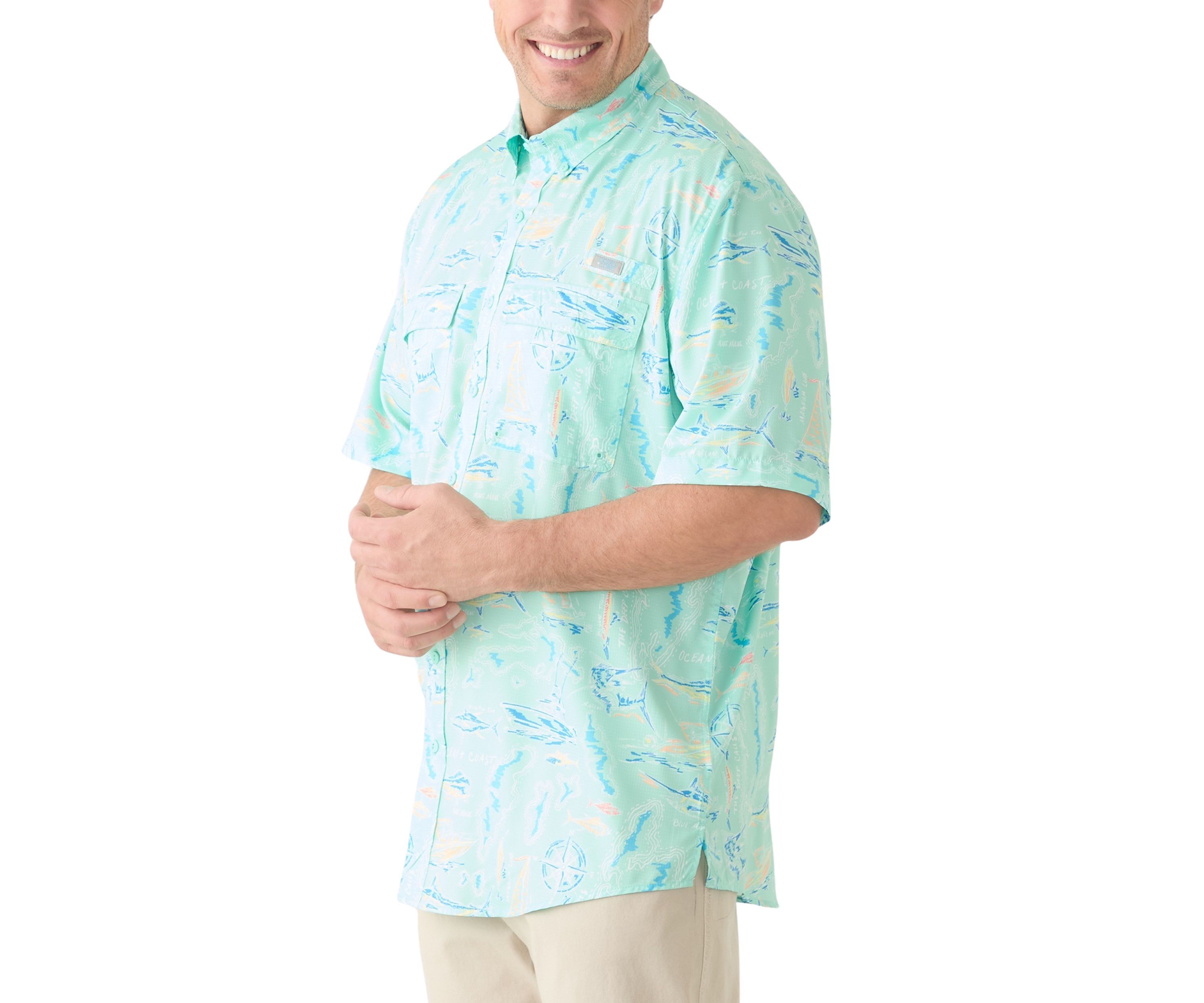 Big & Tall Short Sleeve Printed Fishing Shirt