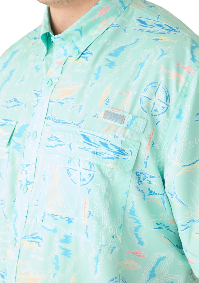 Big & Tall Short Sleeve Printed Fishing Shirt