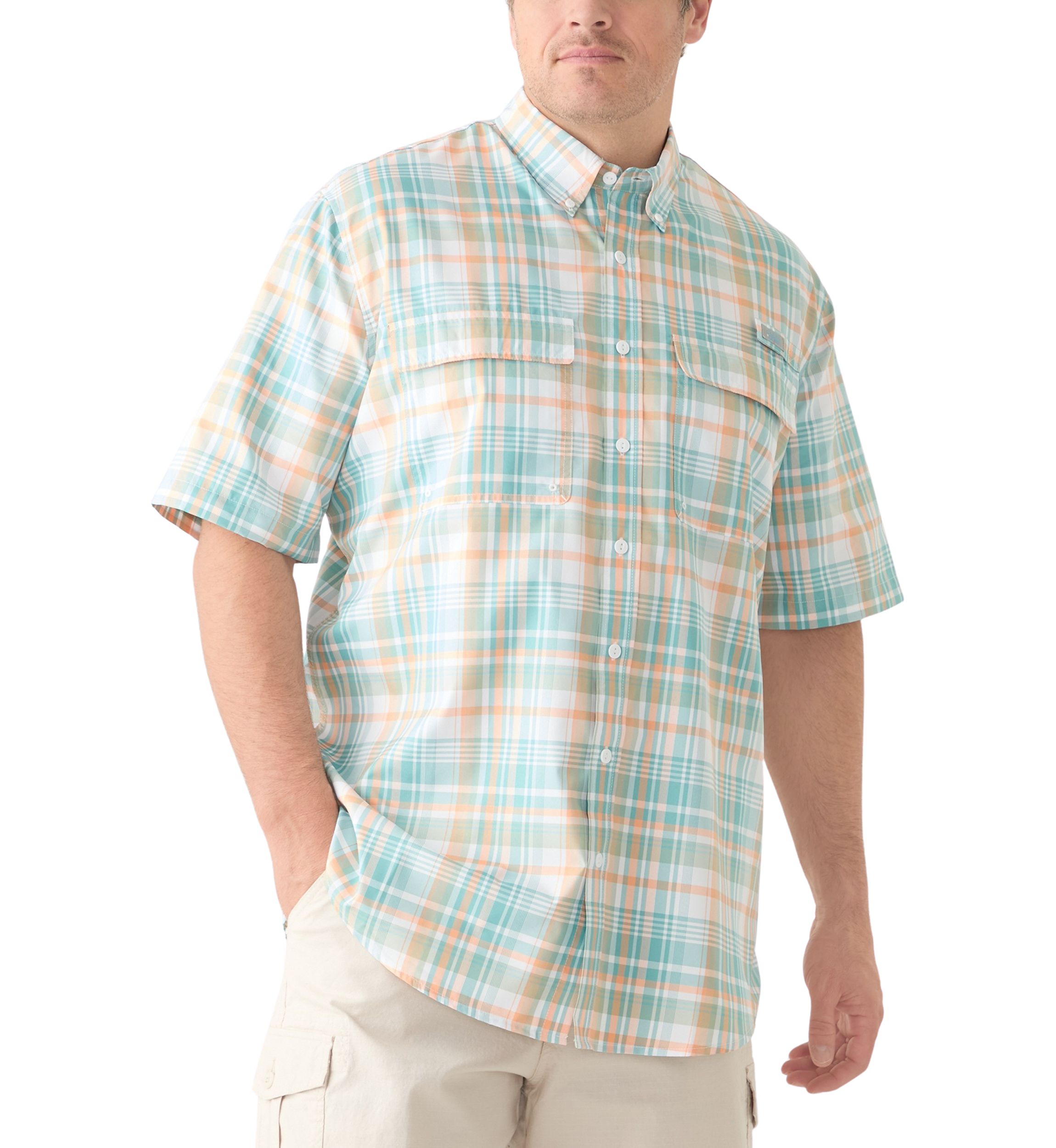 Big & Tall Short Sleeve Yarn Dyed Fishing Shirt