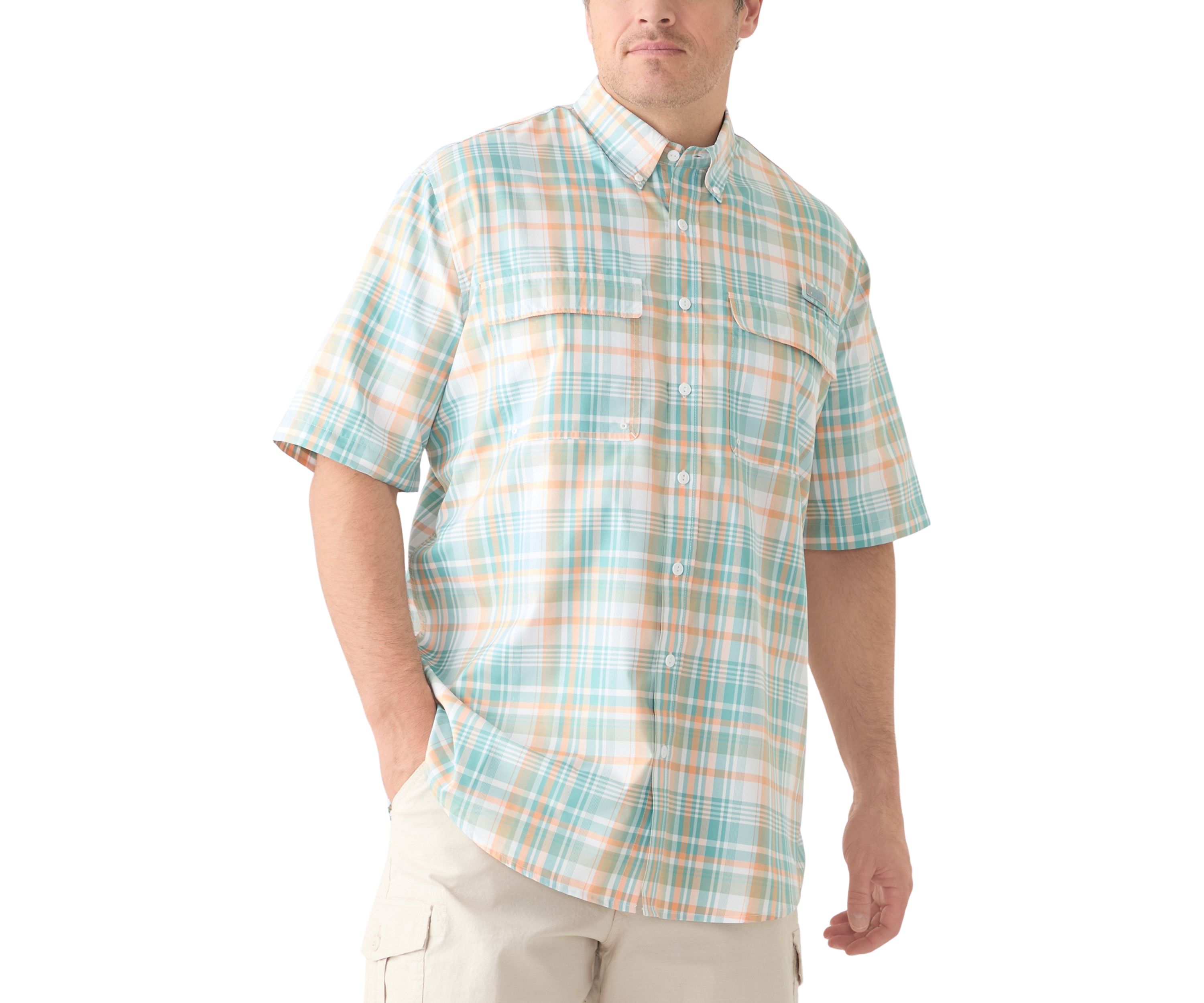 Big & Tall Short Sleeve Yarn Dyed Fishing Shirt